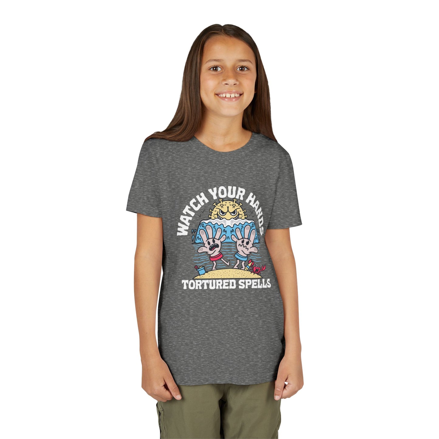 Watch Your Hands (Wash Your Hands, Coronavirus Reference), Youth, Black/White Short Sleeve Tee