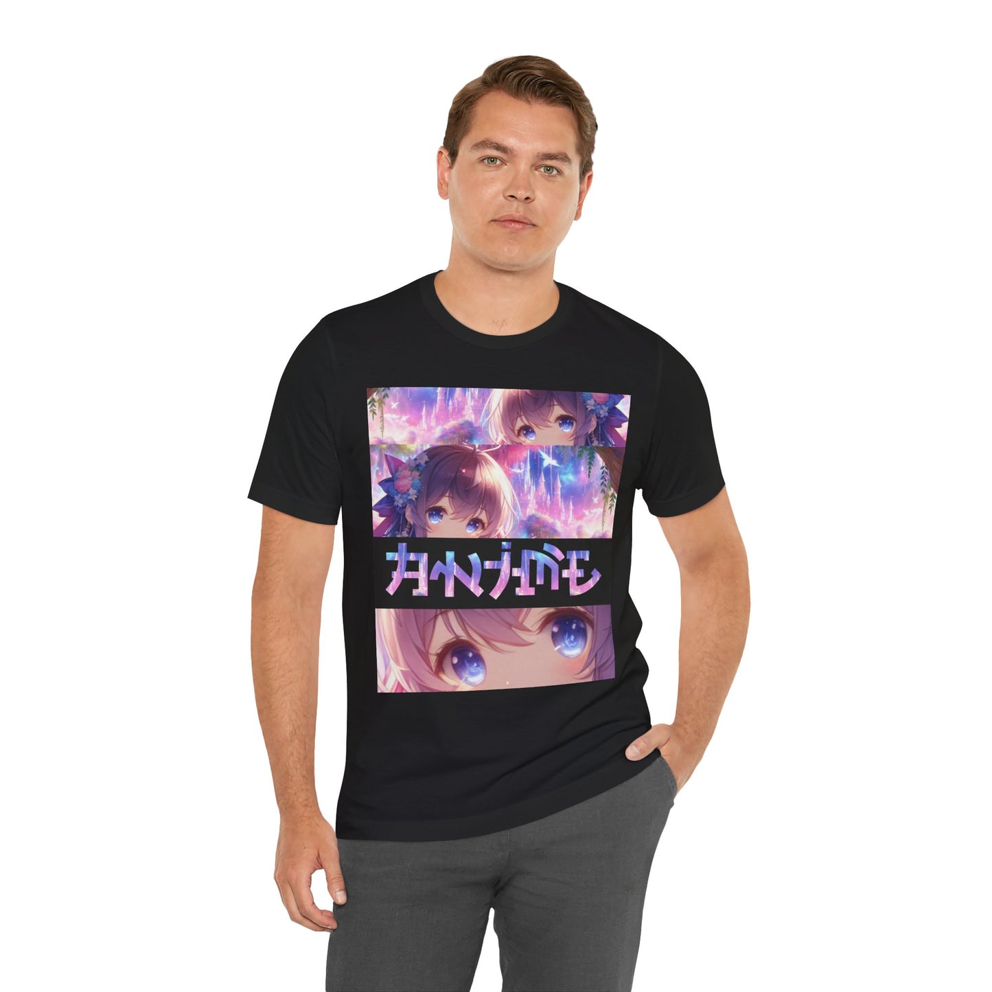 ANIME, Unisex, Black Jersey, Short Sleeve Tee