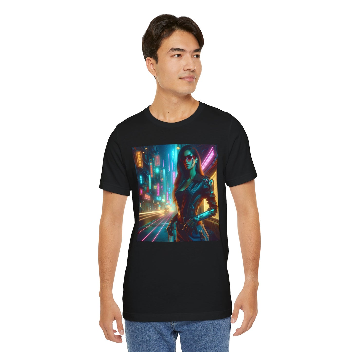 Cyber Lady, Unisex, Black Jersey, Short Sleeve Tee