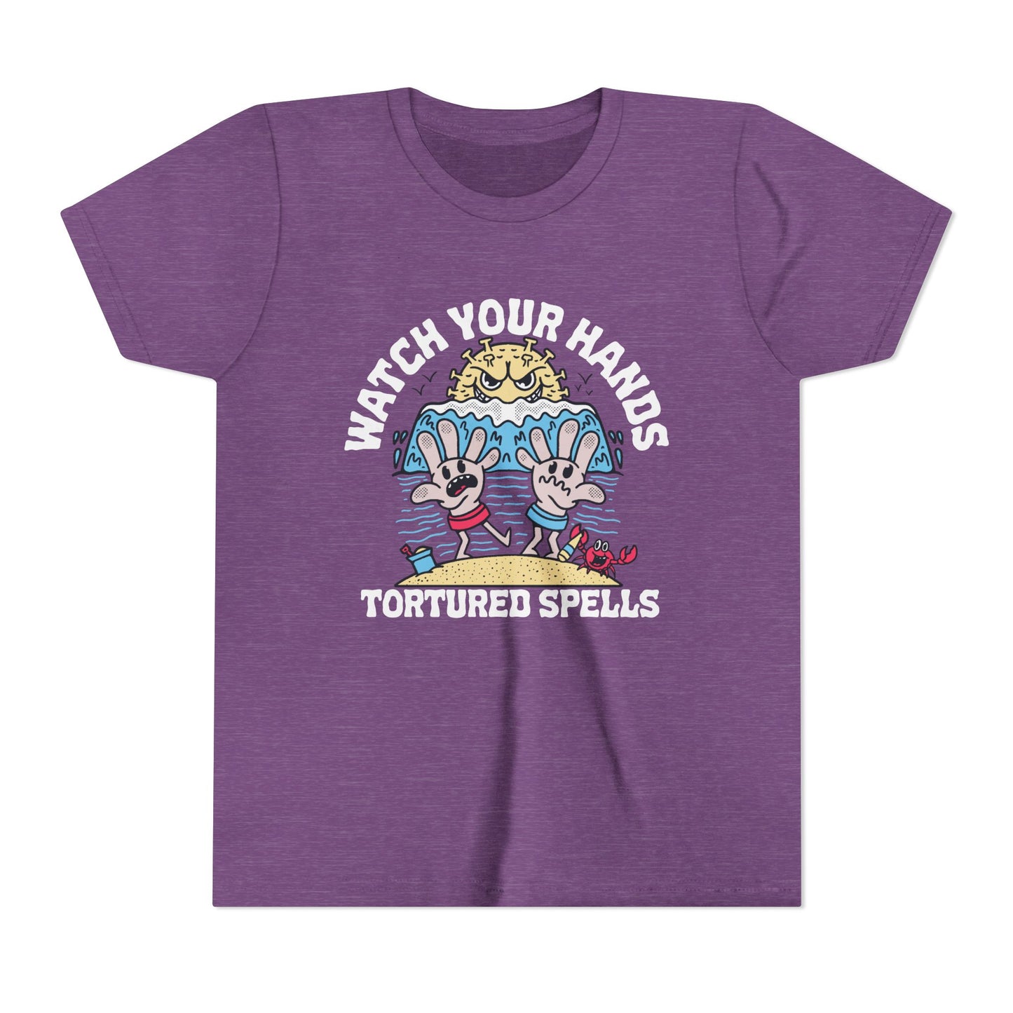 Watch Your Hands (Wash Your Hands, Coronavirus Reference), Youth, Black/White Short Sleeve Tee