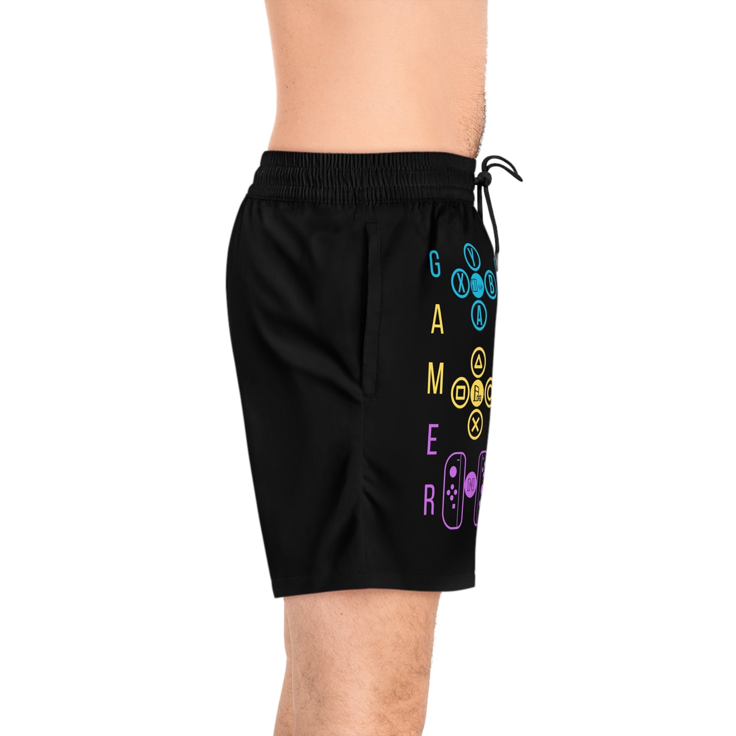 Gamer Life, Buttons Version, Men's Mid-Length Swim Shorts