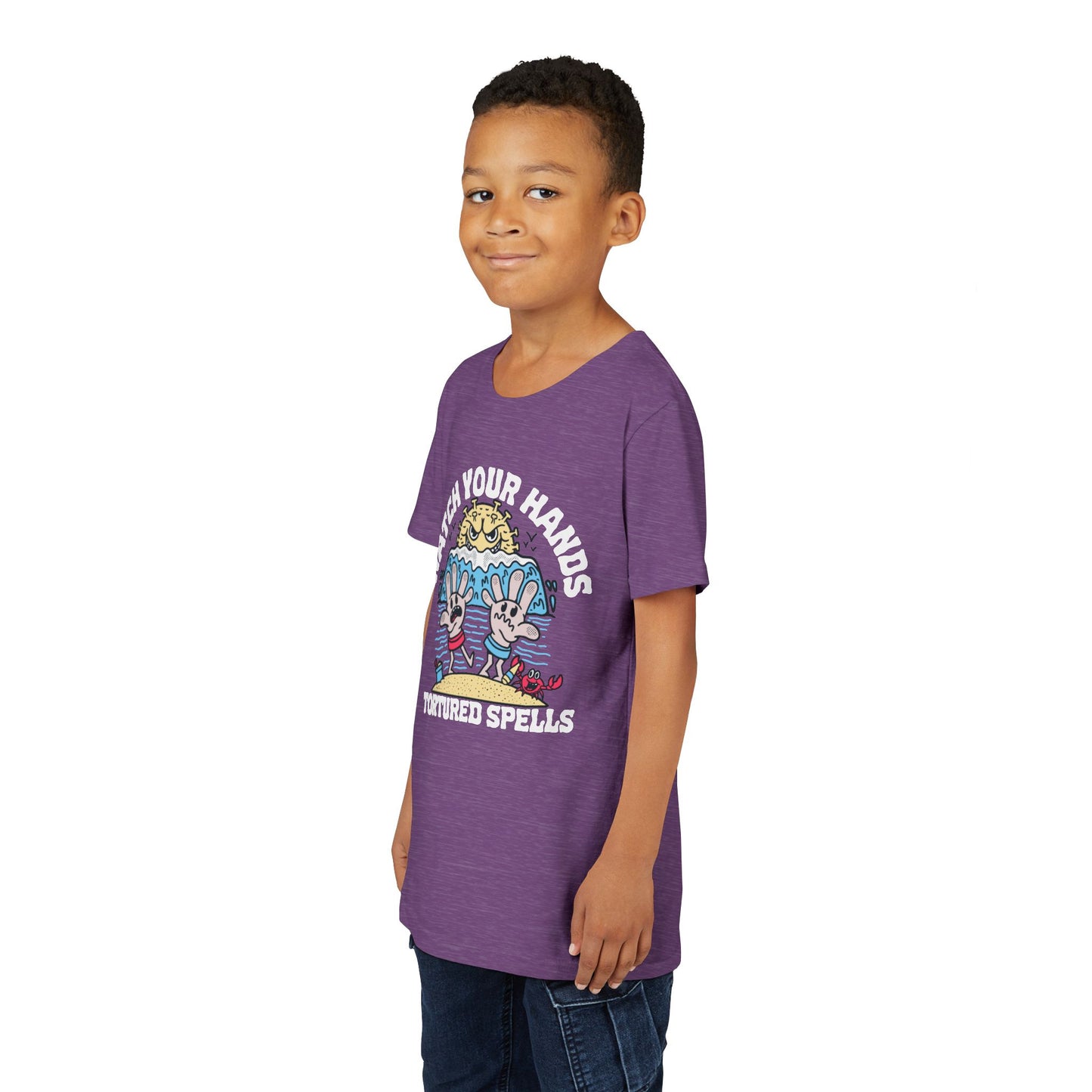 Watch Your Hands (Wash Your Hands, Coronavirus Reference), Youth, Black/White Short Sleeve Tee