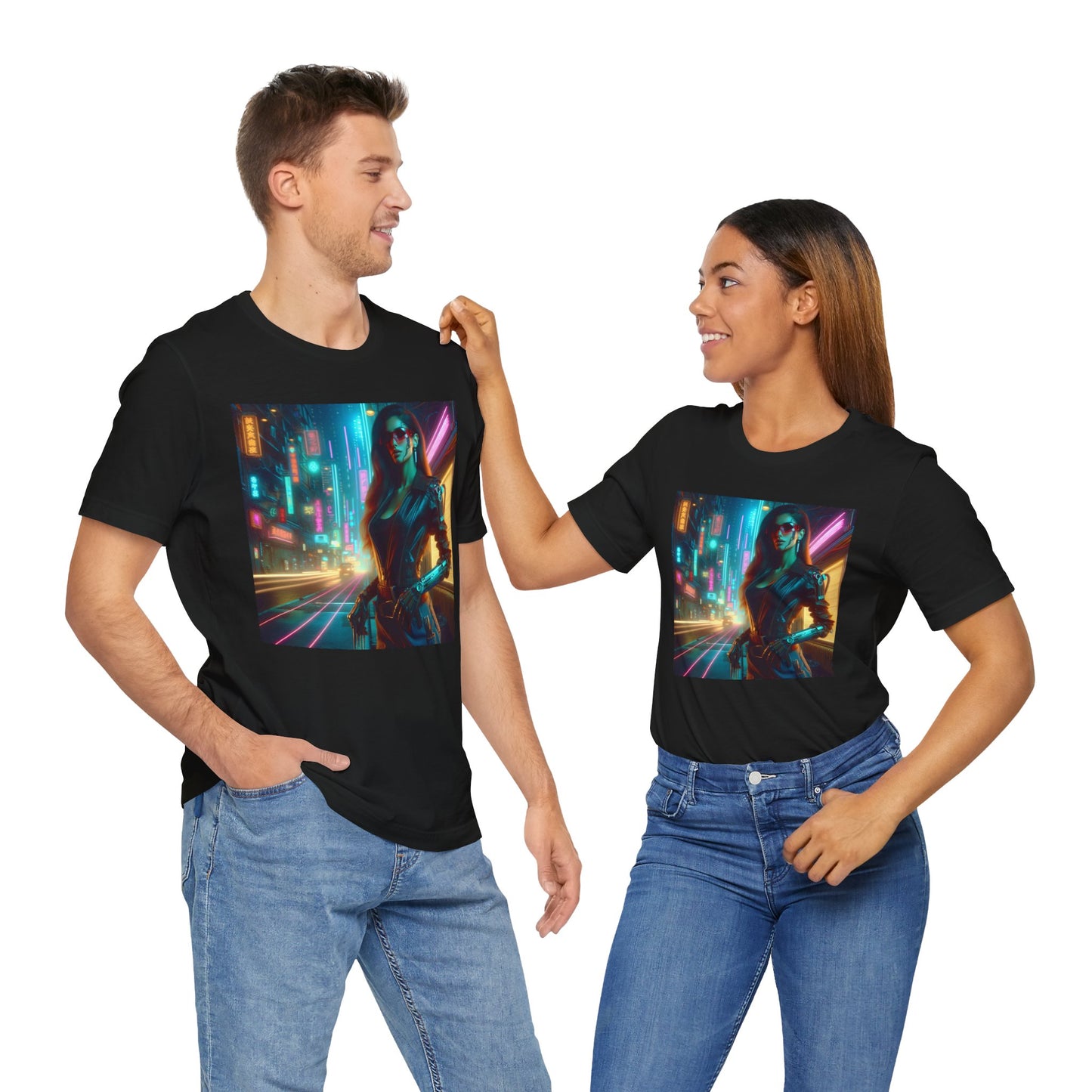 Cyber Lady, Unisex, Black Jersey, Short Sleeve Tee