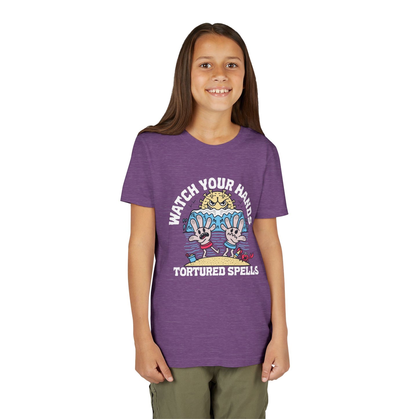 Watch Your Hands (Wash Your Hands, Coronavirus Reference), Youth, Black/White Short Sleeve Tee