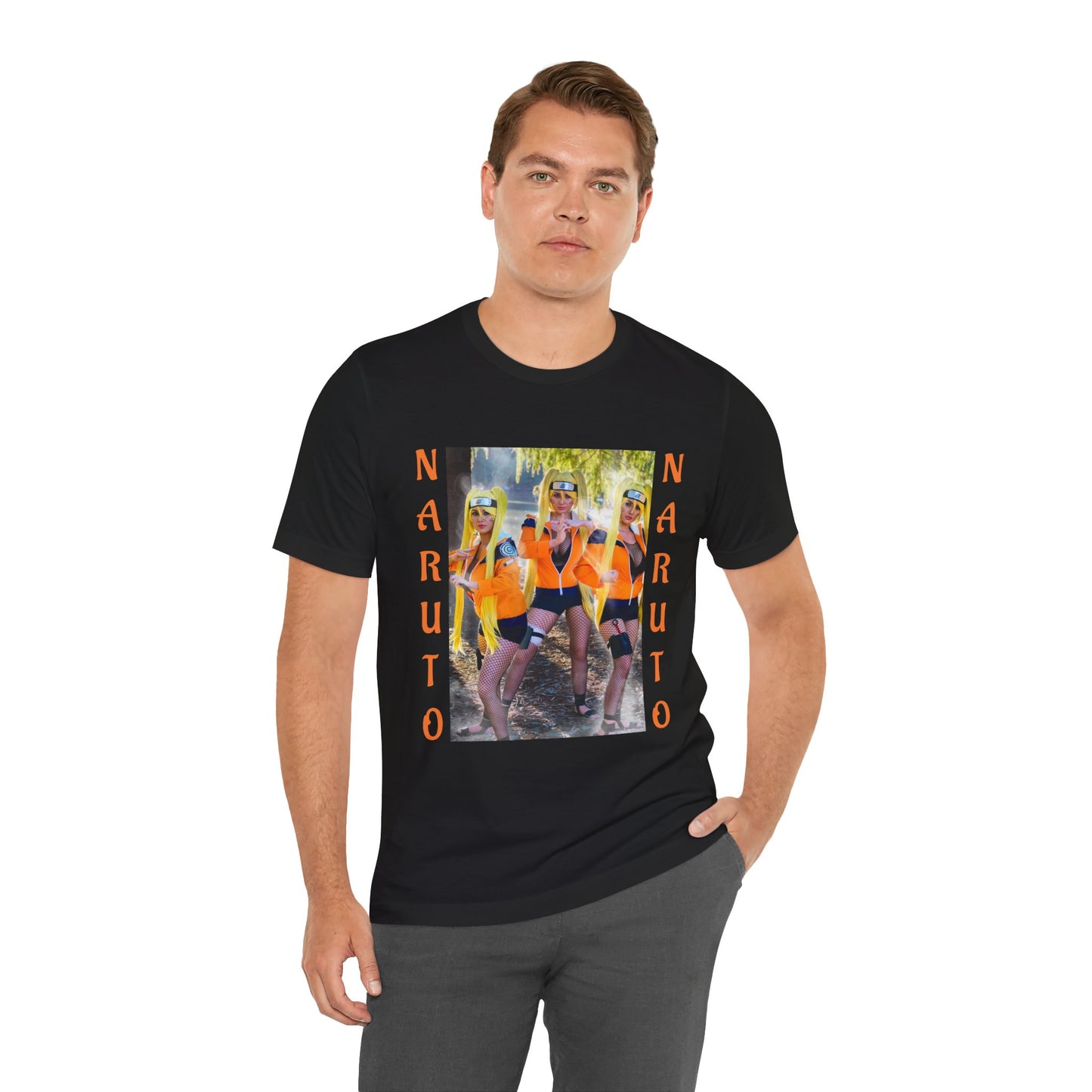 NARUTO (NARUKO) COSPLAY, Unisex, Black Jersey, Short Sleeve Tee