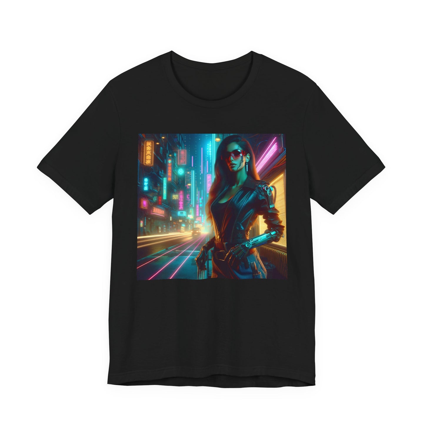 Cyber Lady, Unisex, Black Jersey, Short Sleeve Tee
