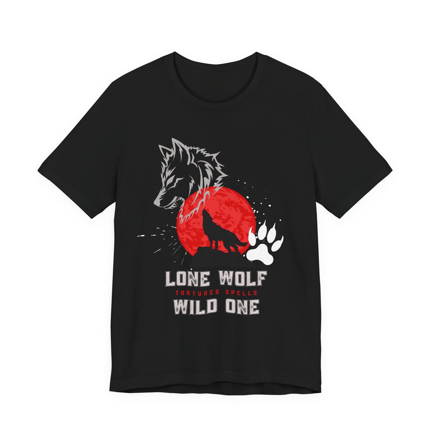 Howling Wolf, Unisex, Black Jersey, Short Sleeve Tee