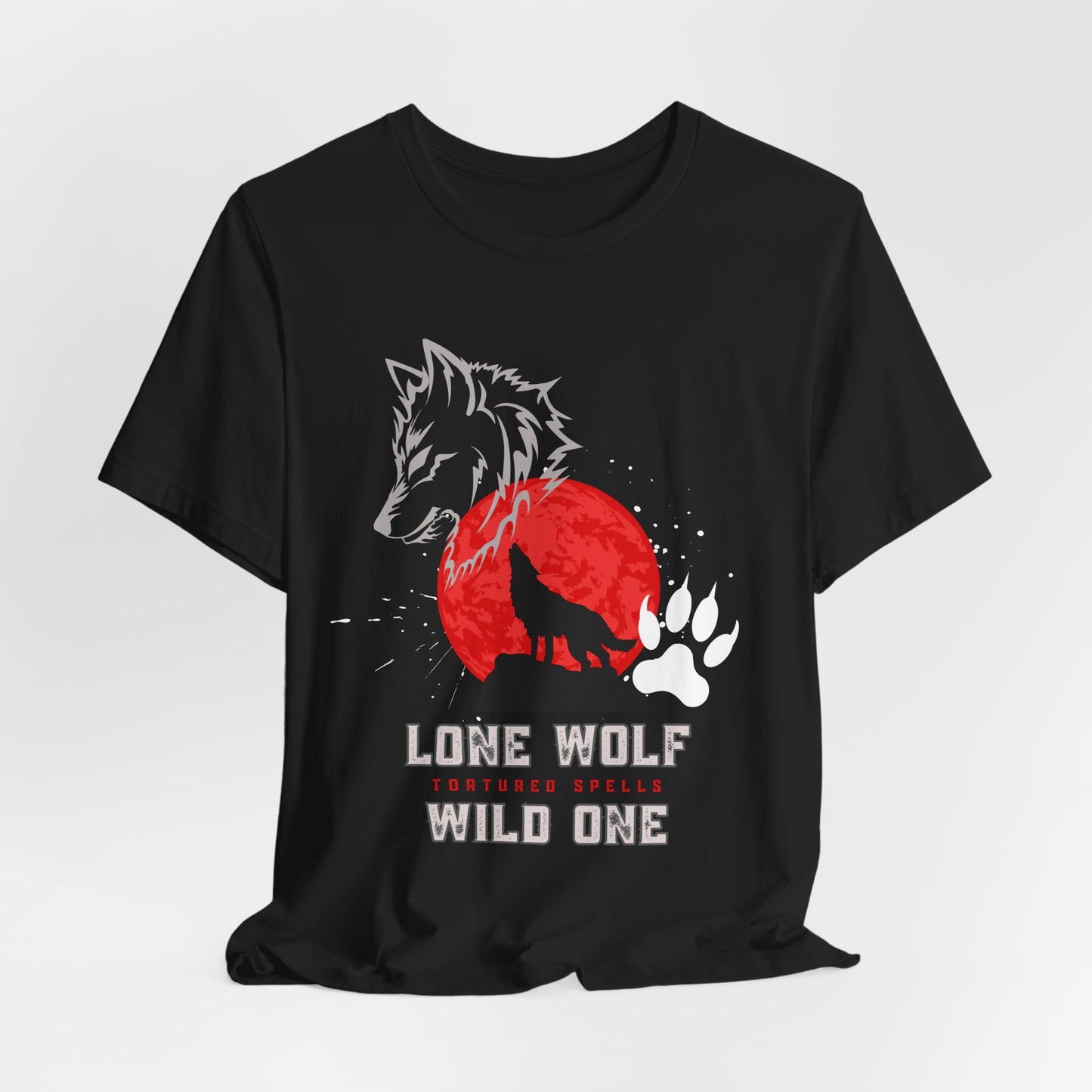 Howling Wolf, Unisex, Black Jersey, Short Sleeve Tee
