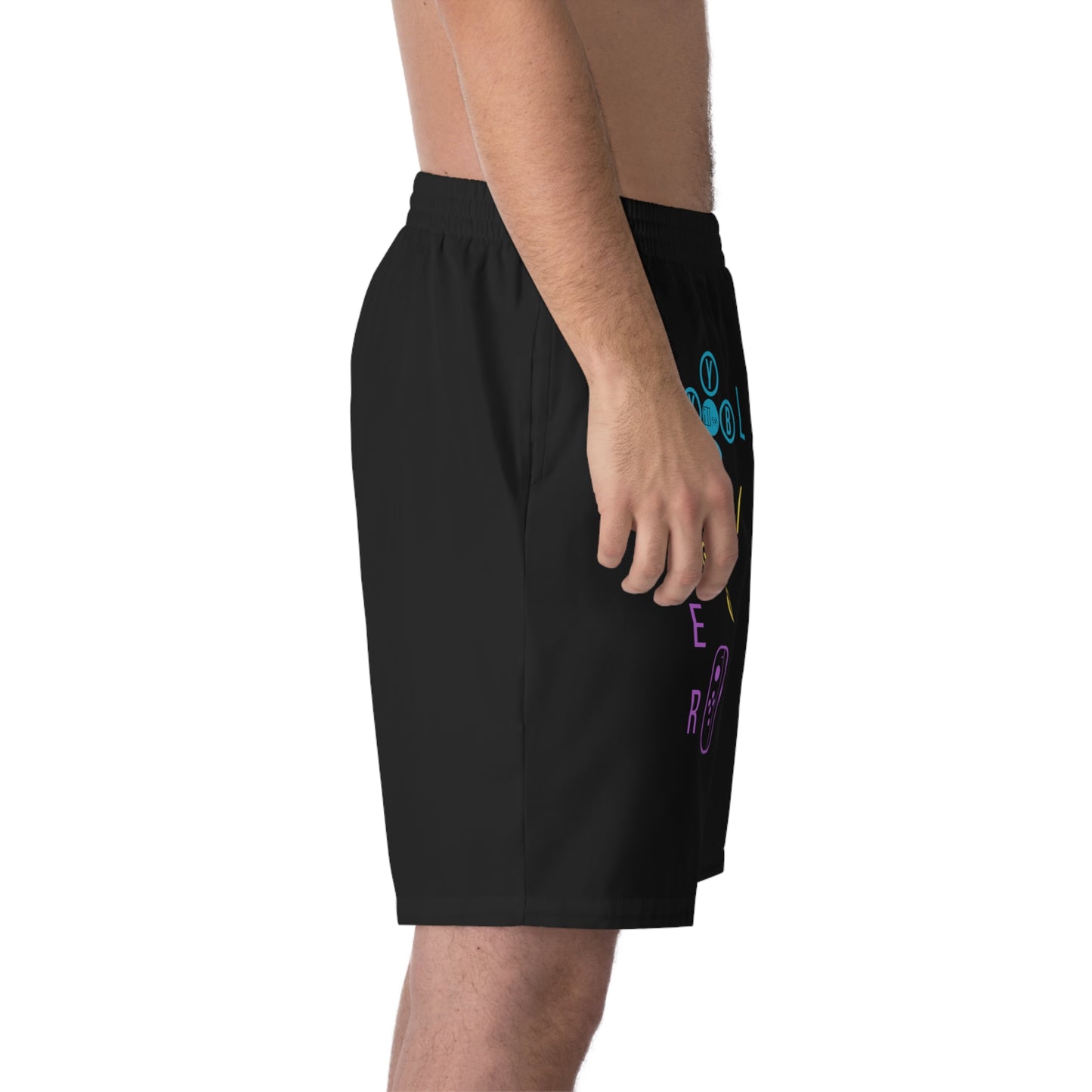 Gamer Life, Buttons Version, Men's Elastic Beach Shorts