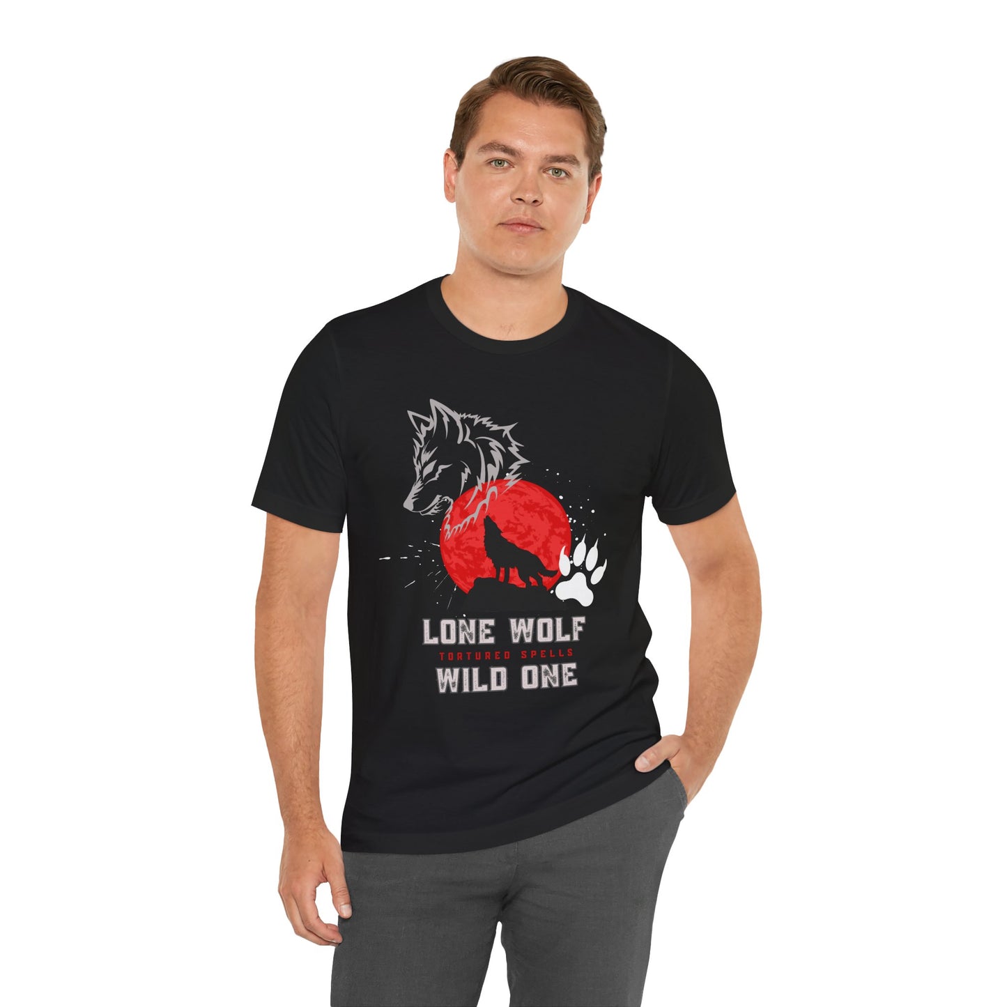 Howling Wolf, Unisex, Black Jersey, Short Sleeve Tee
