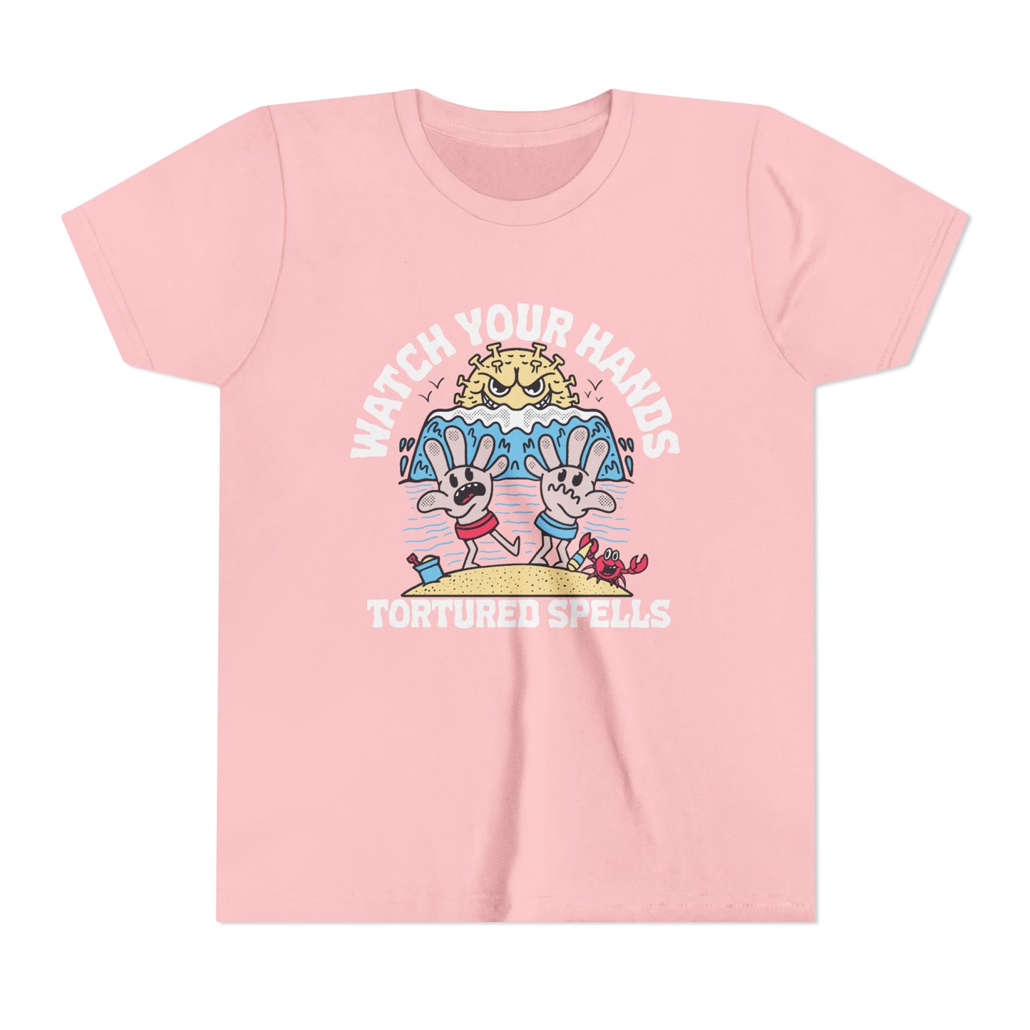 Watch Your Hands (Wash Your Hands, Coronavirus Reference), Youth, Black/White Short Sleeve Tee