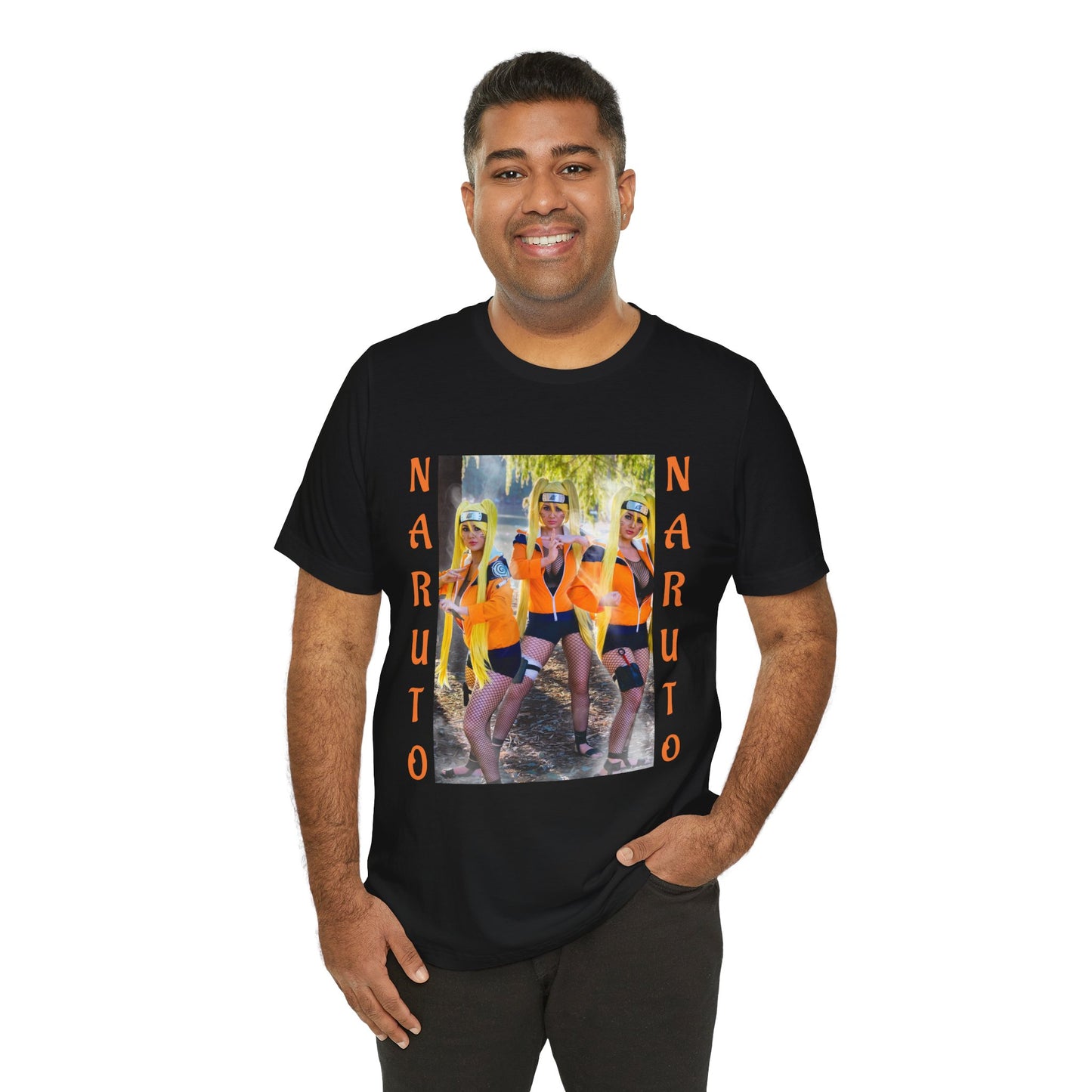NARUTO (NARUKO) COSPLAY, Unisex, Black Jersey, Short Sleeve Tee