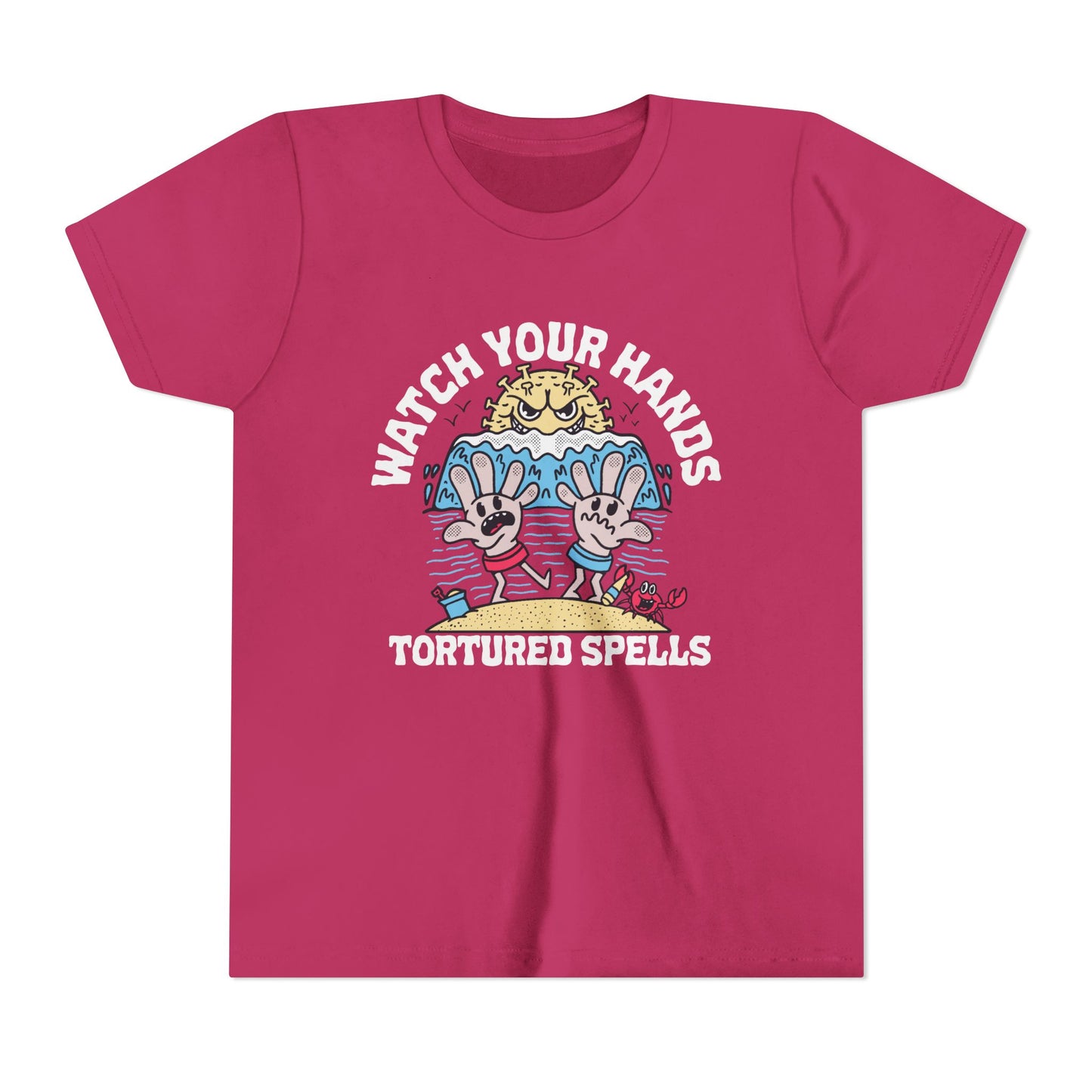 Watch Your Hands (Wash Your Hands, Coronavirus Reference), Youth, Black/White Short Sleeve Tee
