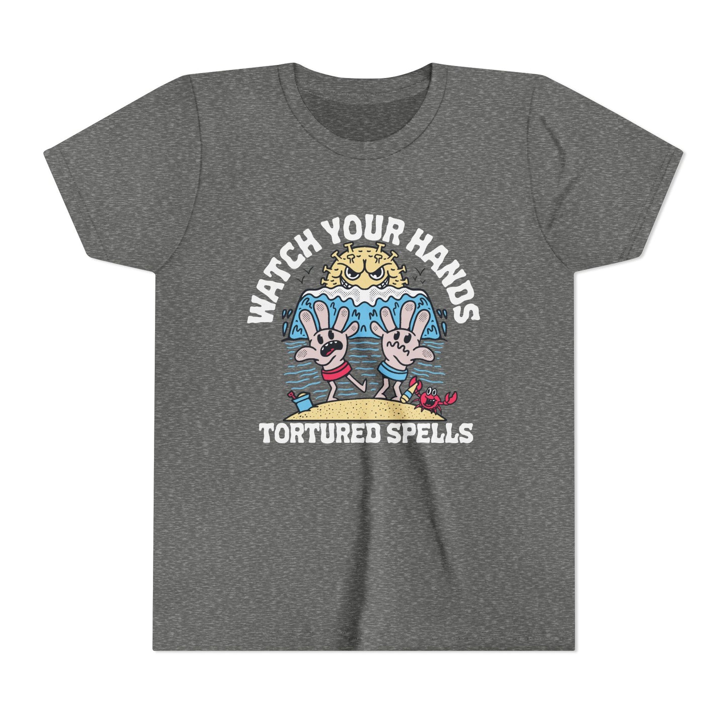 Watch Your Hands (Wash Your Hands, Coronavirus Reference), Youth, Black/White Short Sleeve Tee