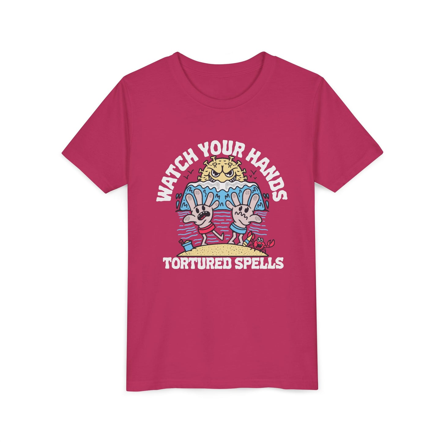 Watch Your Hands (Wash Your Hands, Coronavirus Reference), Youth, Black/White Short Sleeve Tee