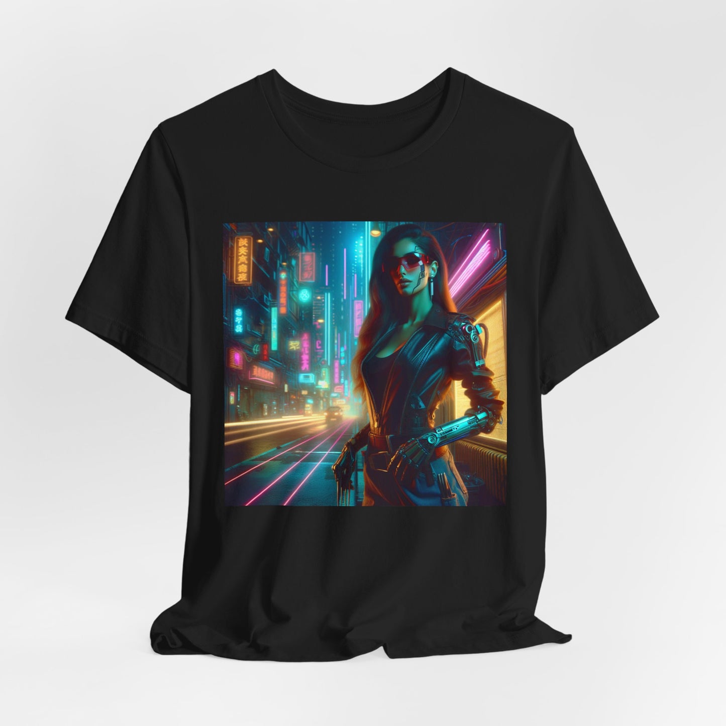 Cyber Lady, Unisex, Black Jersey, Short Sleeve Tee
