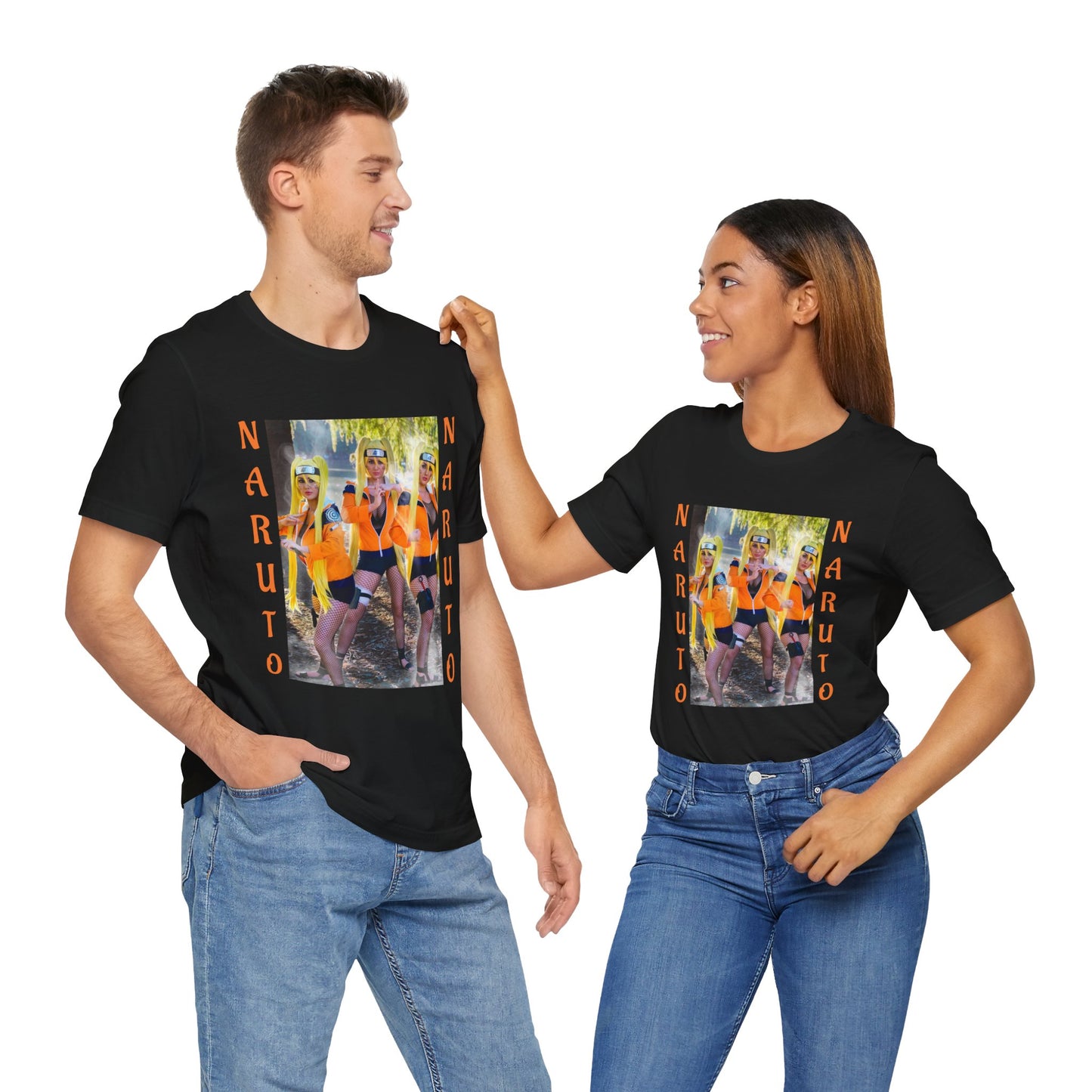 NARUTO (NARUKO) COSPLAY, Unisex, Black Jersey, Short Sleeve Tee