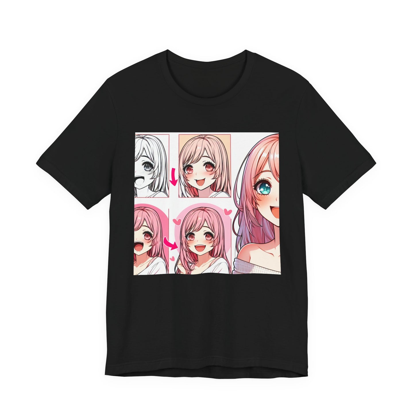 Anime Comic Artist Gal, Unisex, Black Jersey, Short Sleeve Tee