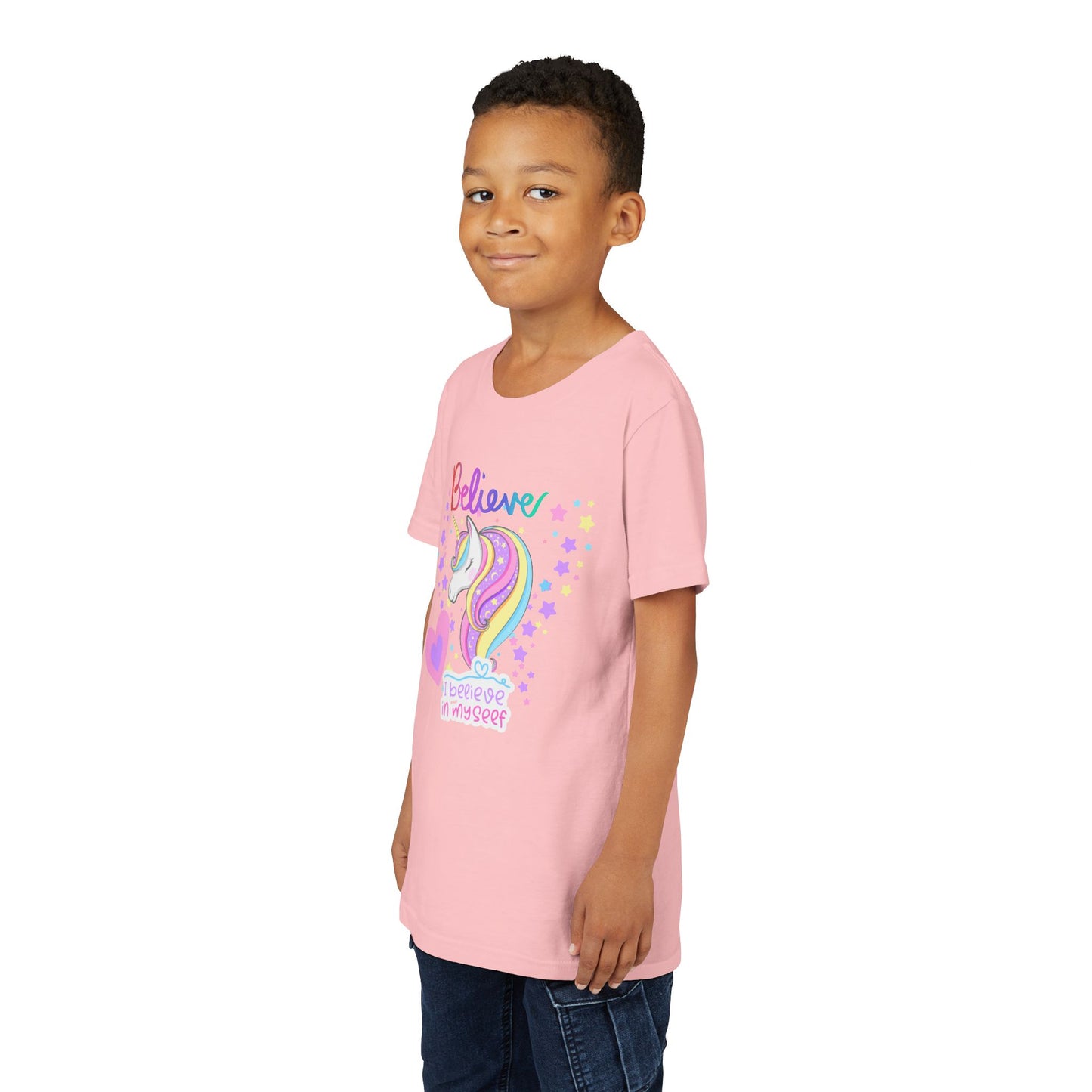 Unicorn, Youth, White/Black/Gray Short Sleeve Tee, Digitally-Printed by Awkward Styles