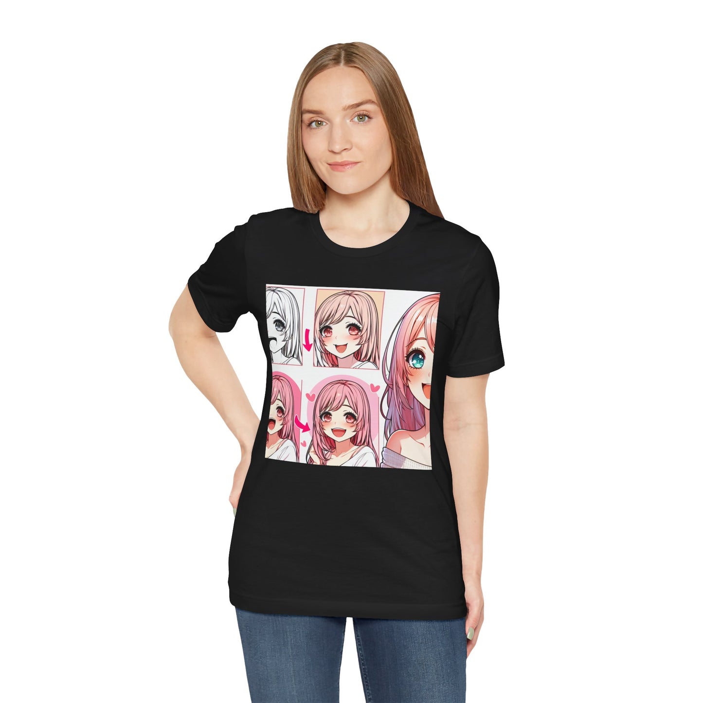 Anime Comic Artist Gal, Unisex, Black Jersey, Short Sleeve Tee