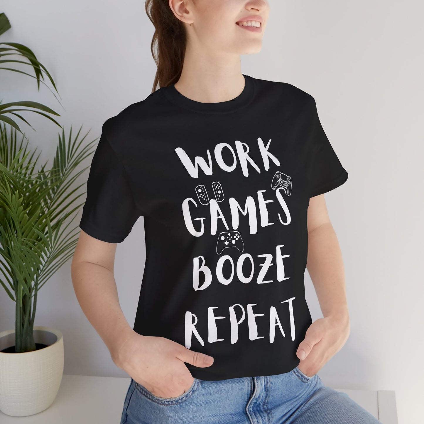 Adult Repeat Tee, Unisex, Black Jersey, Short Sleeve Tee