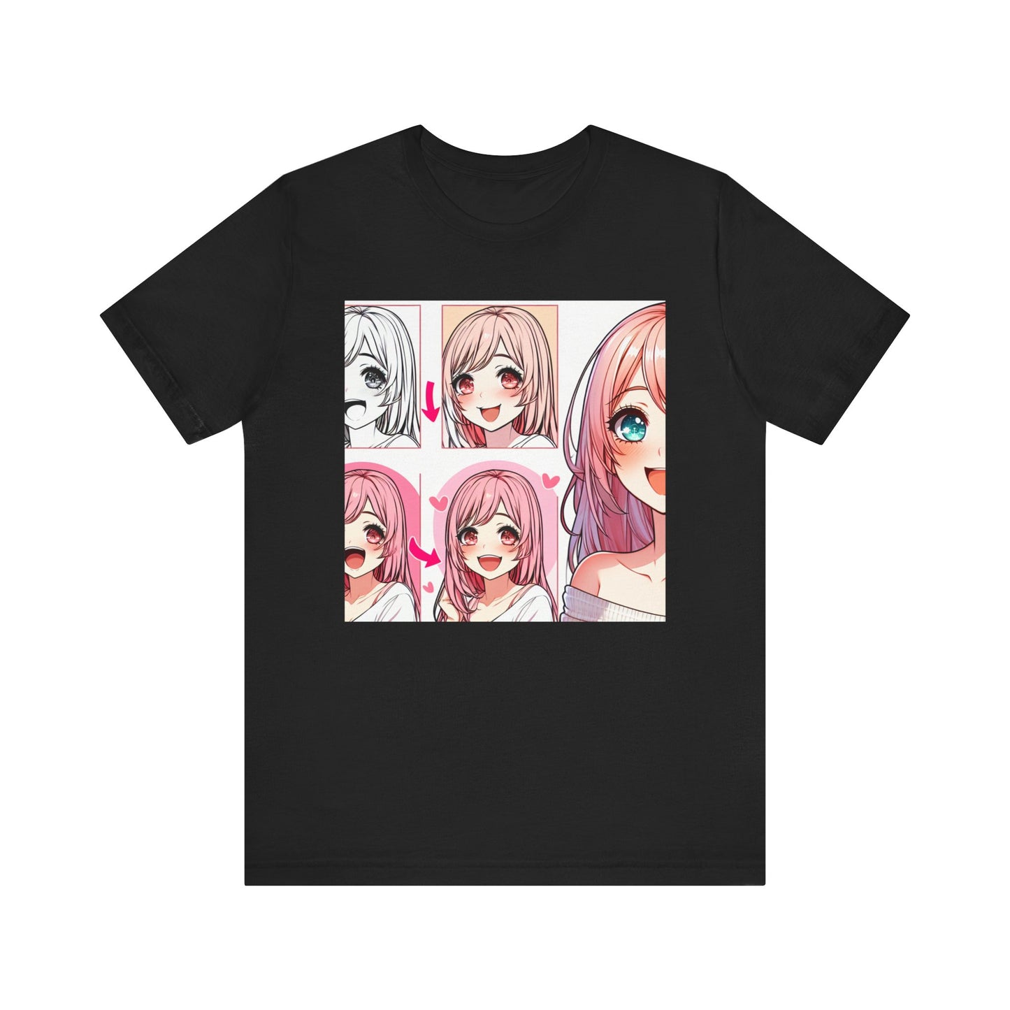 Anime Comic Artist Gal, Unisex, Black Jersey, Short Sleeve Tee