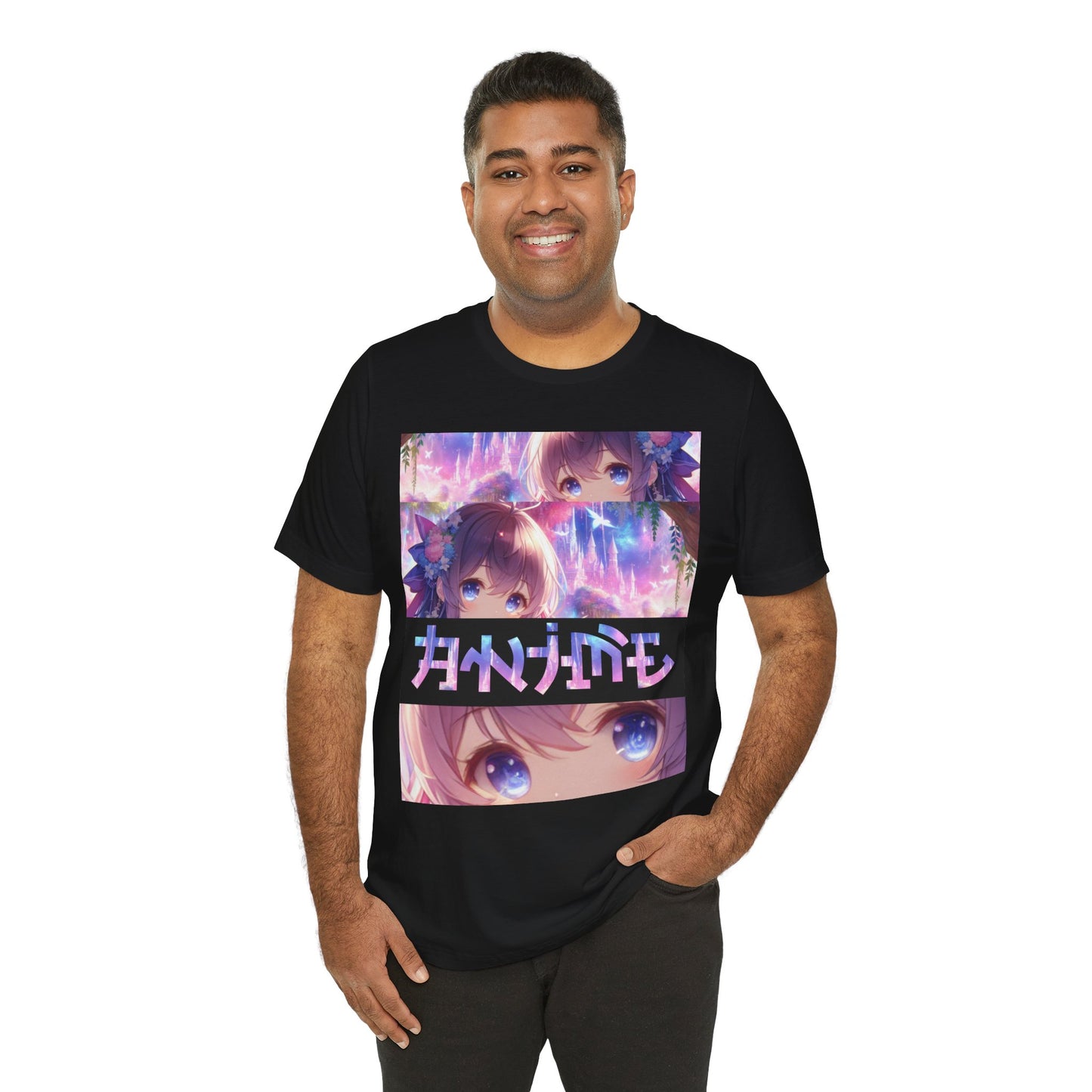 ANIME, Unisex, Black Jersey, Short Sleeve Tee