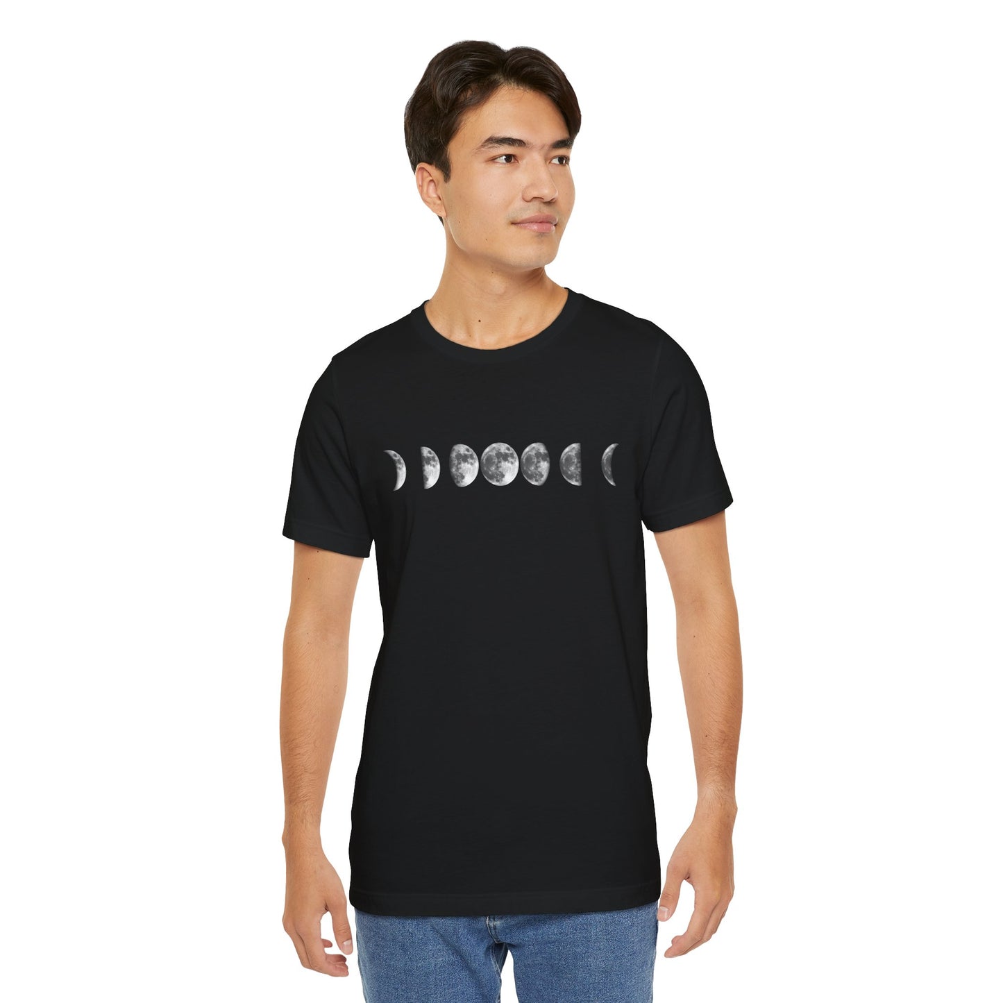 Moon Phases, Unisex, Black Jersey Short Sleeve Tee