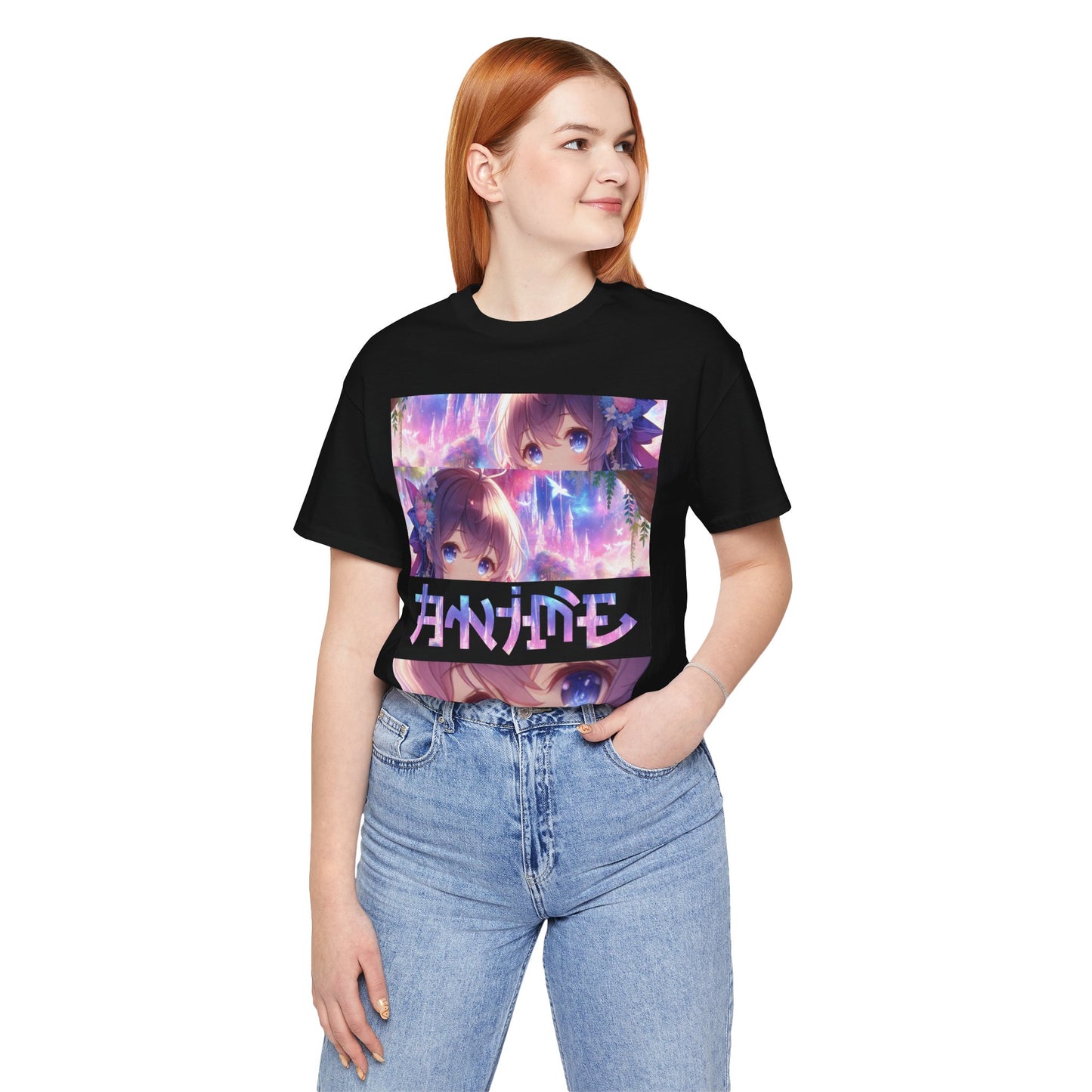ANIME, Unisex, Black Jersey, Short Sleeve Tee