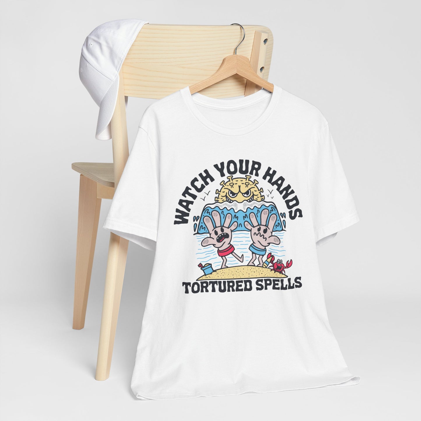 Watch Your Hands (Wash Your Hands, Coronavirus Reference), Unisex, White/Black Jersey, Short Sleeve Tee