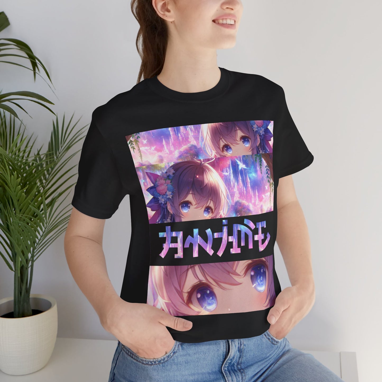 ANIME, Unisex, Black Jersey, Short Sleeve Tee