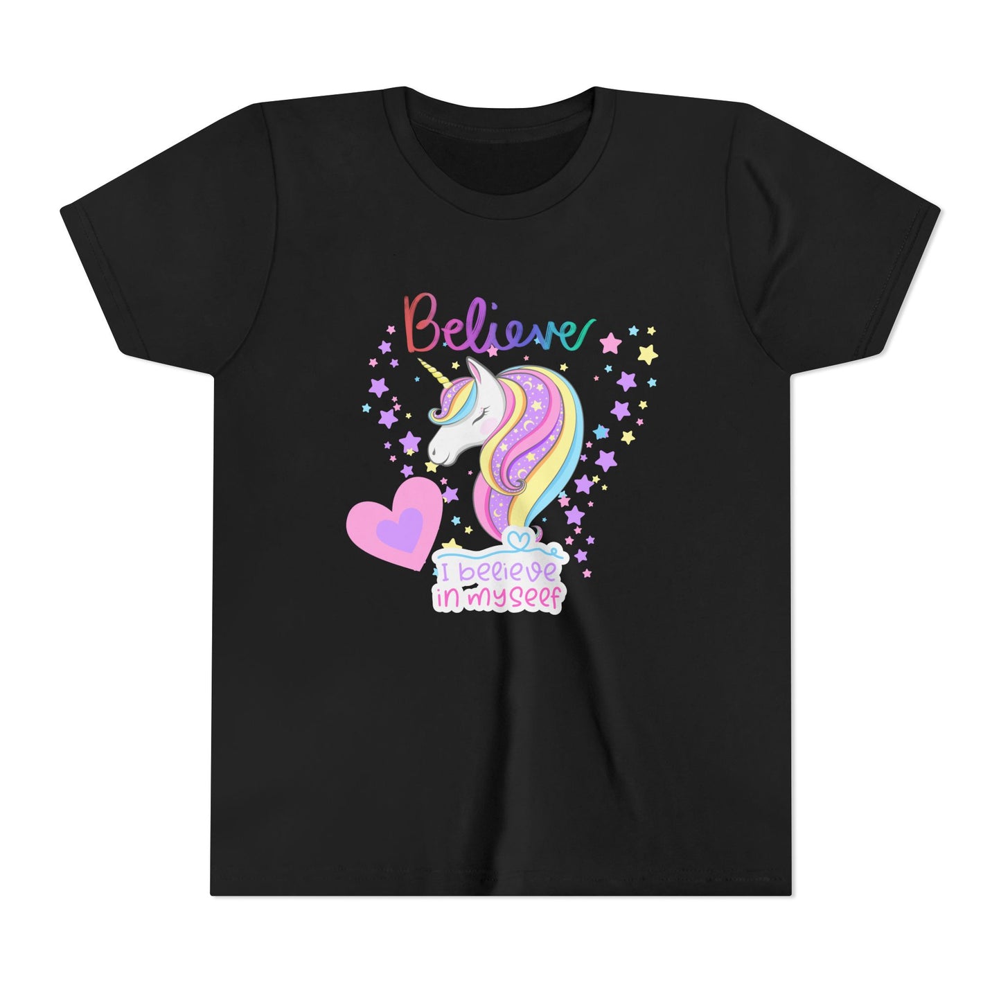 Unicorn, Youth, White/Black/Gray Short Sleeve Tee, Digitally-Printed by Awkward Styles