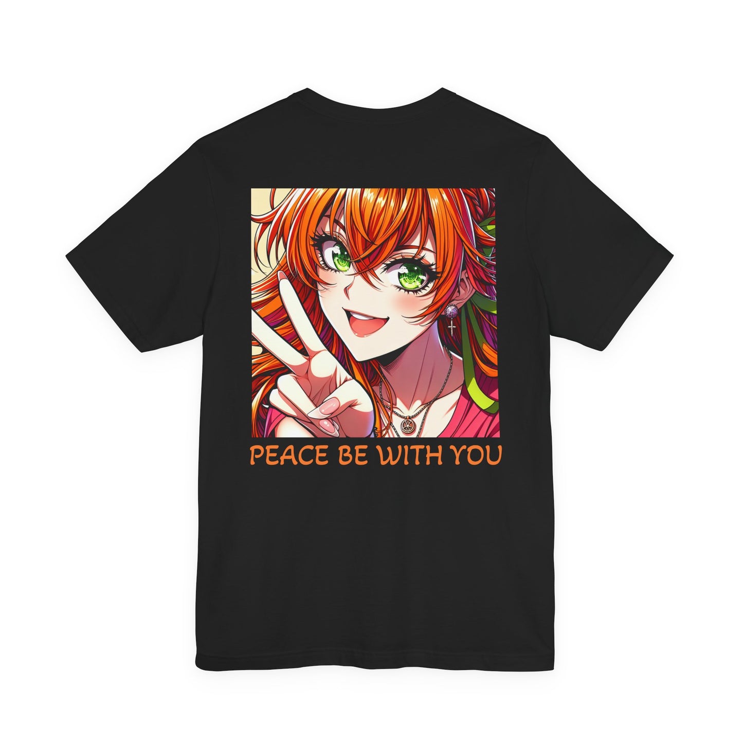 Anime Peace Ladies (Front and Back), Unisex, Black Jersey, Short Sleeve Tee