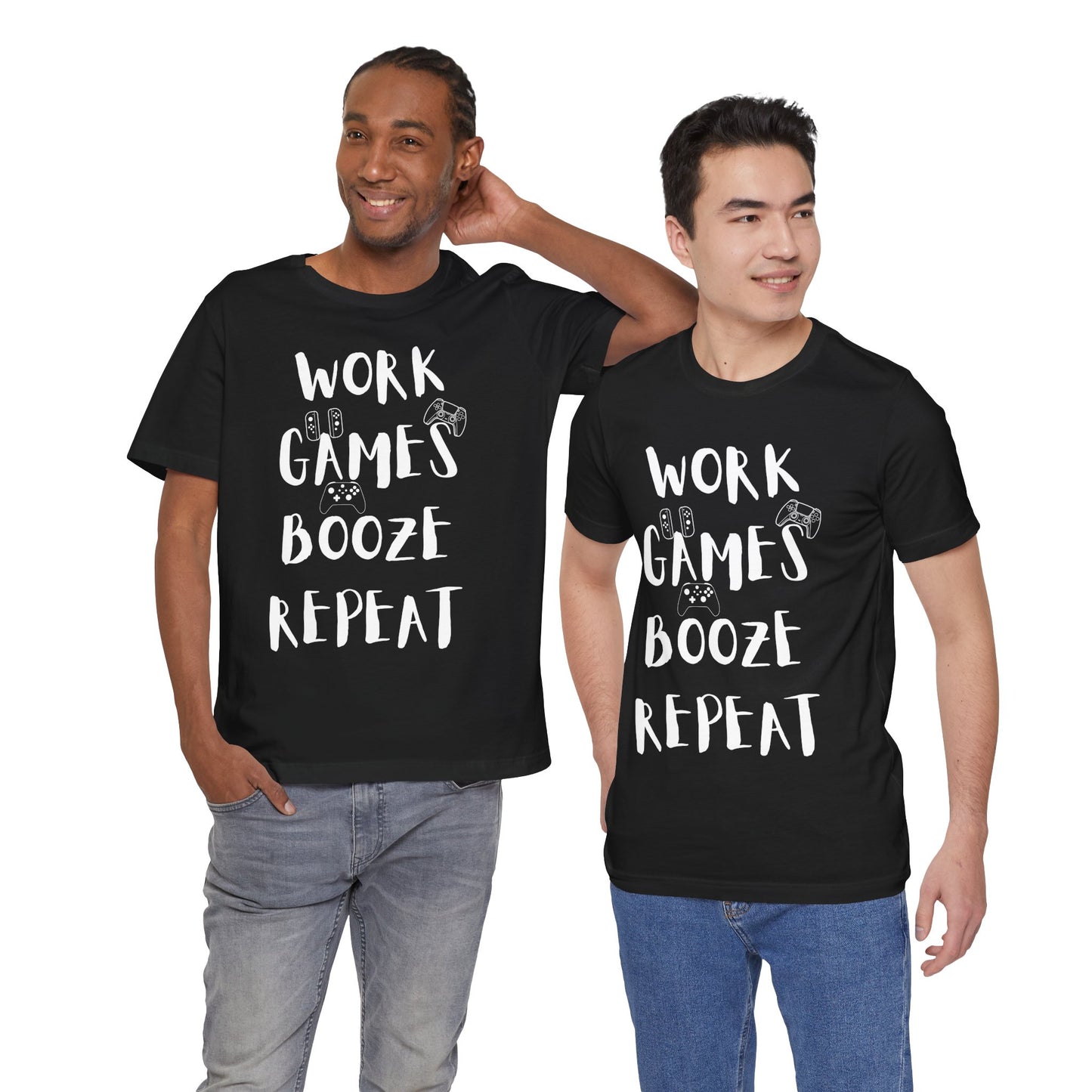 Adult Repeat Tee, Unisex, Black Jersey, Short Sleeve Tee
