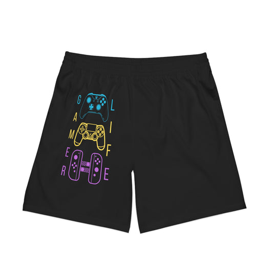 Gamer Life, Controllers Version, Men's Elastic Beach Shorts