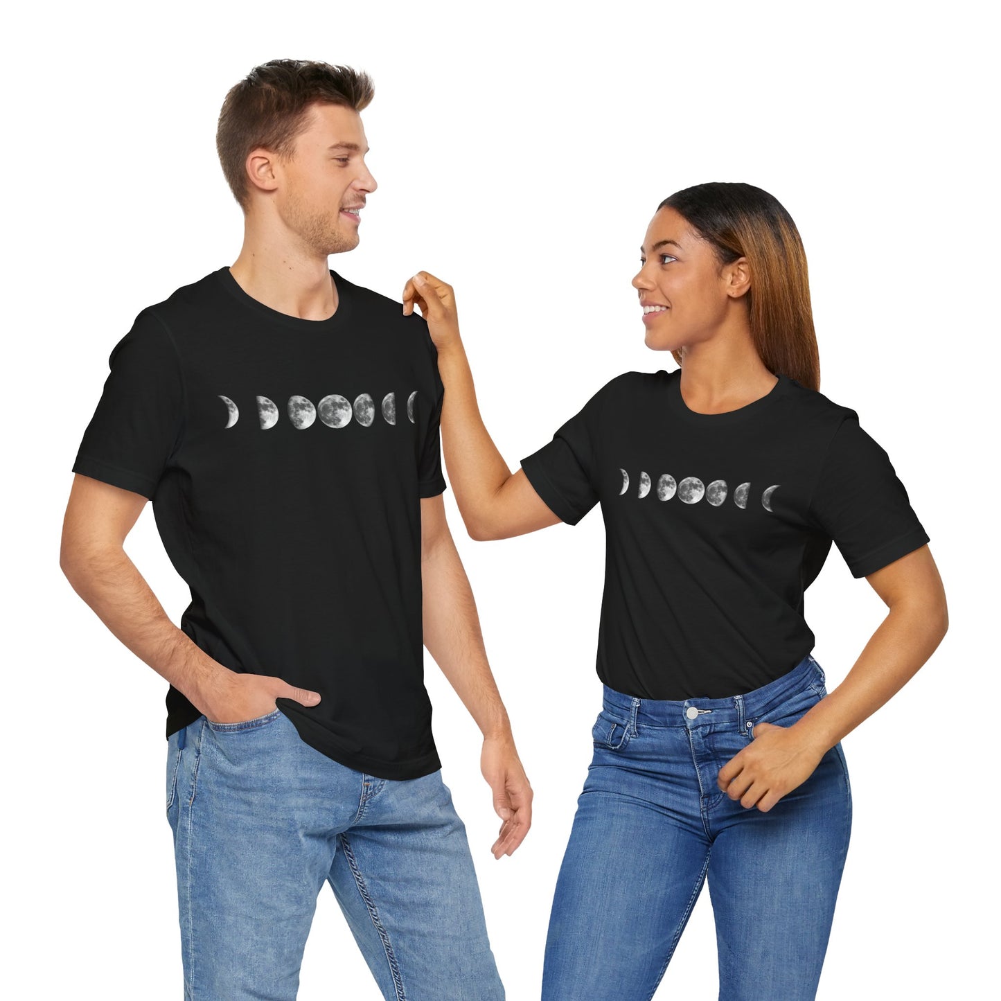 Moon Phases, Unisex, Black Jersey Short Sleeve Tee