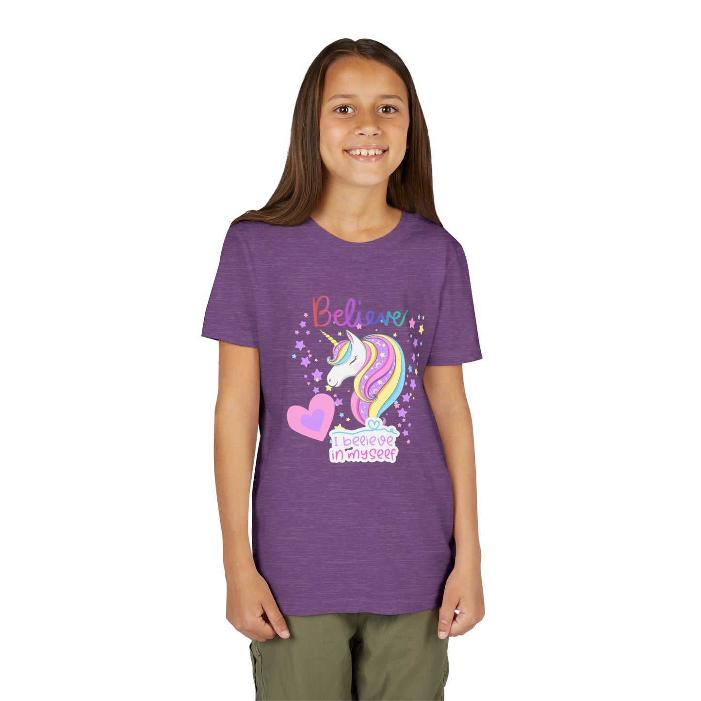 Unicorn, Youth, White/Black/Gray Short Sleeve Tee, Digitally-Printed by Awkward Styles
