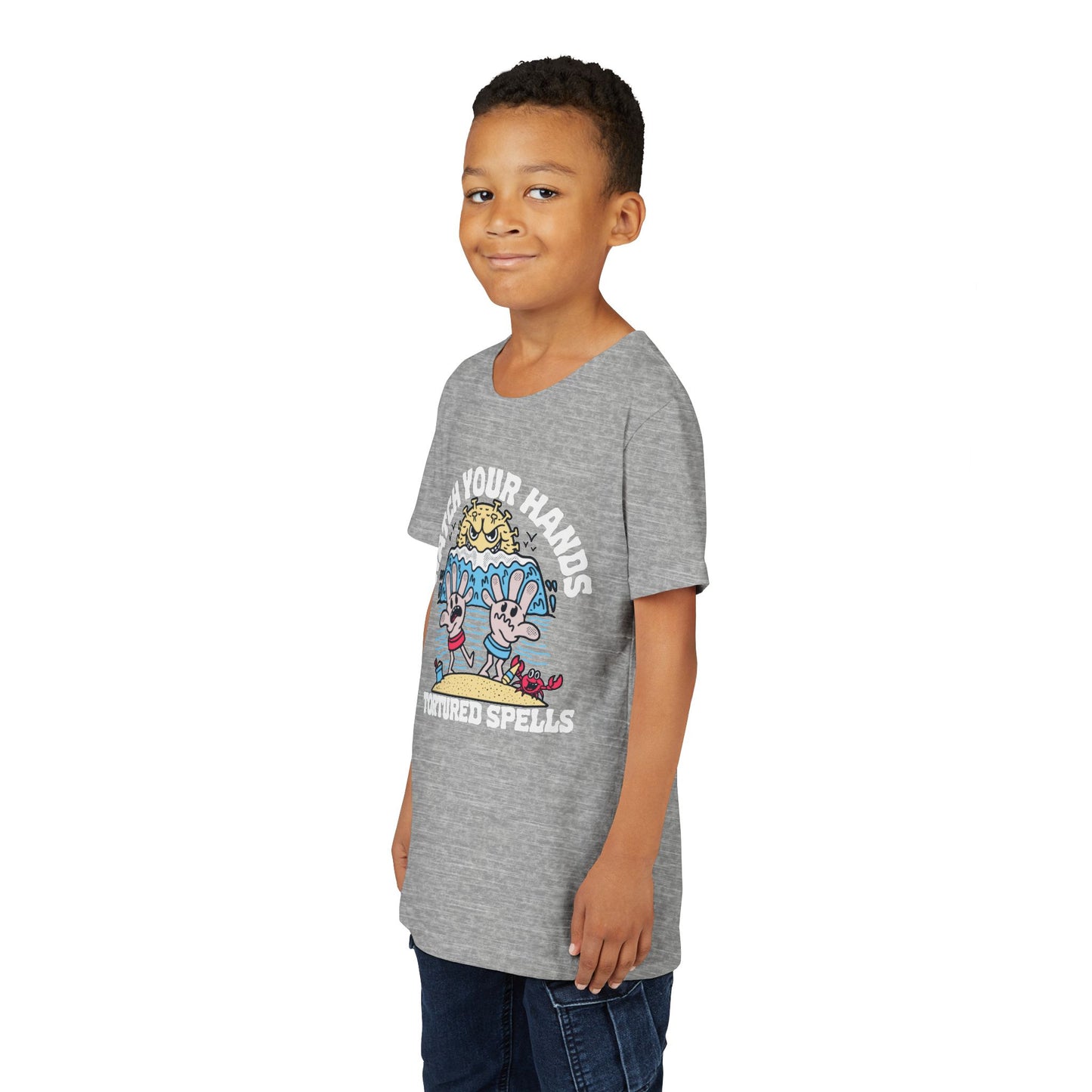 Watch Your Hands (Wash Your Hands, Coronavirus Reference), Youth, Black/White Short Sleeve Tee