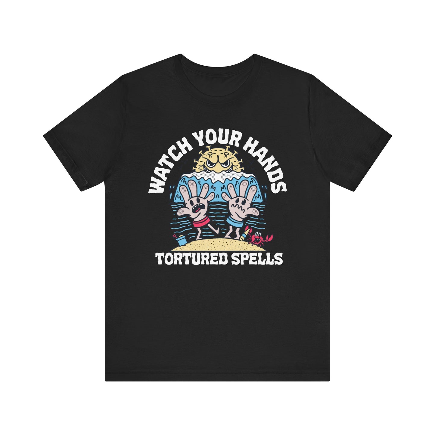 Watch Your Hands (Wash Your Hands, Coronavirus Reference), Unisex, White/Black Jersey, Short Sleeve Tee