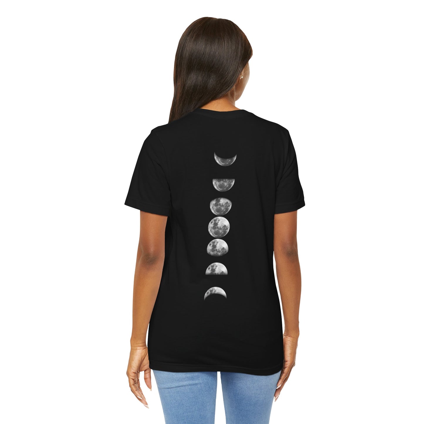 Moon Phases, Unisex, Black Jersey Short Sleeve Tee