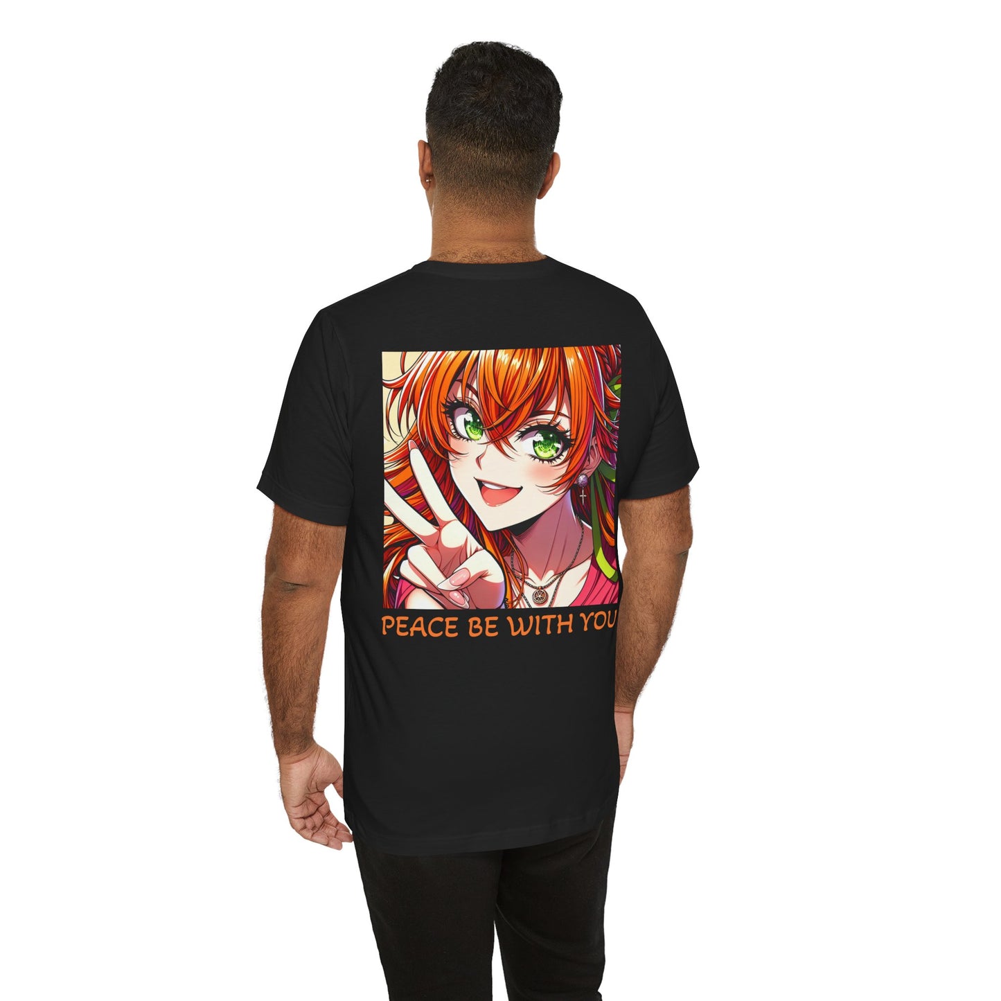 Anime Peace Ladies (Front and Back), Unisex, Black Jersey, Short Sleeve Tee