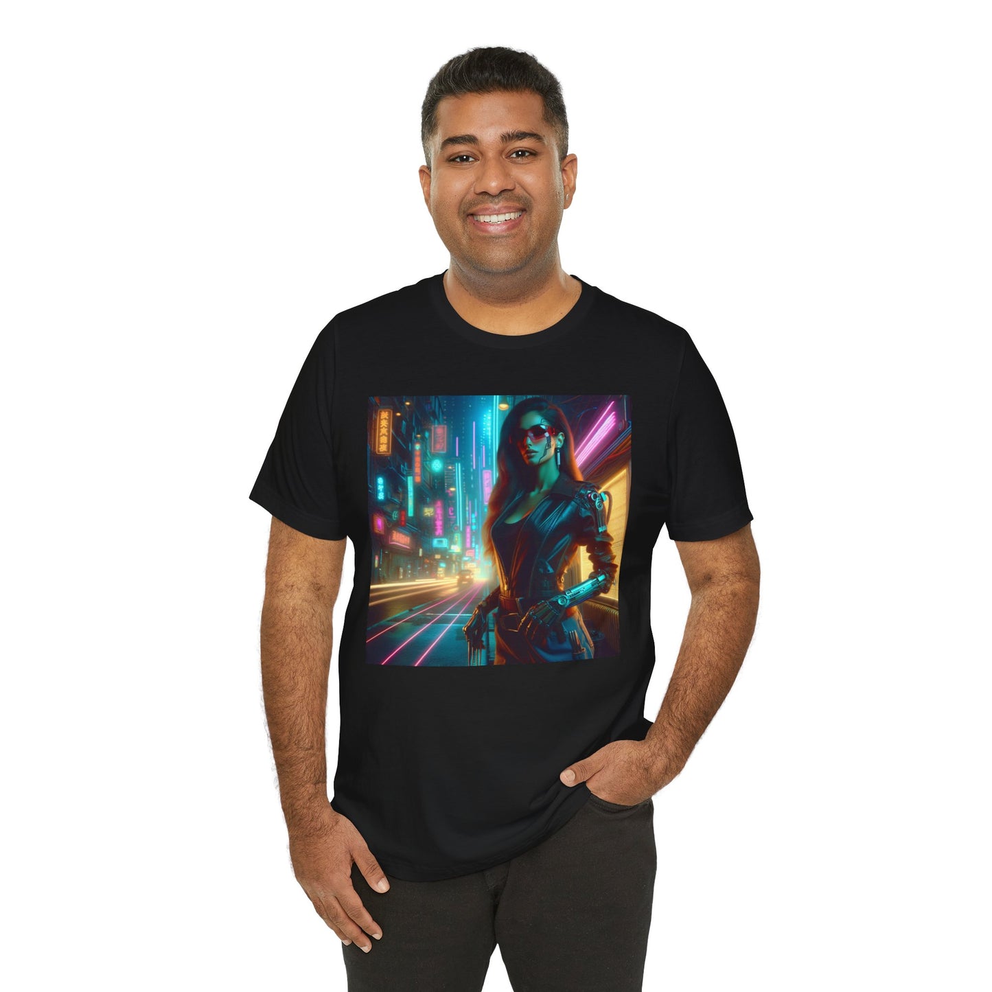Cyber Lady, Unisex, Black Jersey, Short Sleeve Tee
