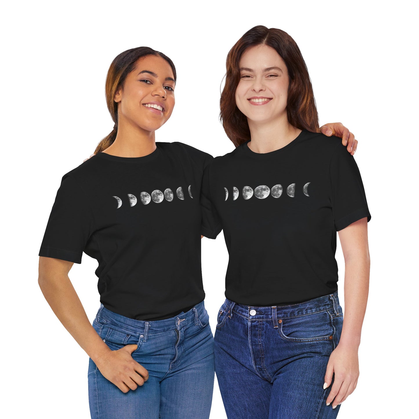 Moon Phases, Unisex, Black Jersey Short Sleeve Tee