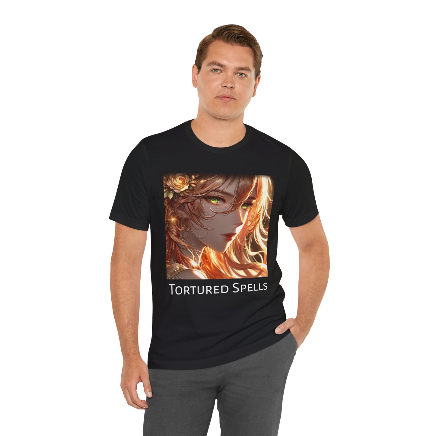 Tortured Spells Beauty, Unisex, Black Jersey, Short Sleeve Tee