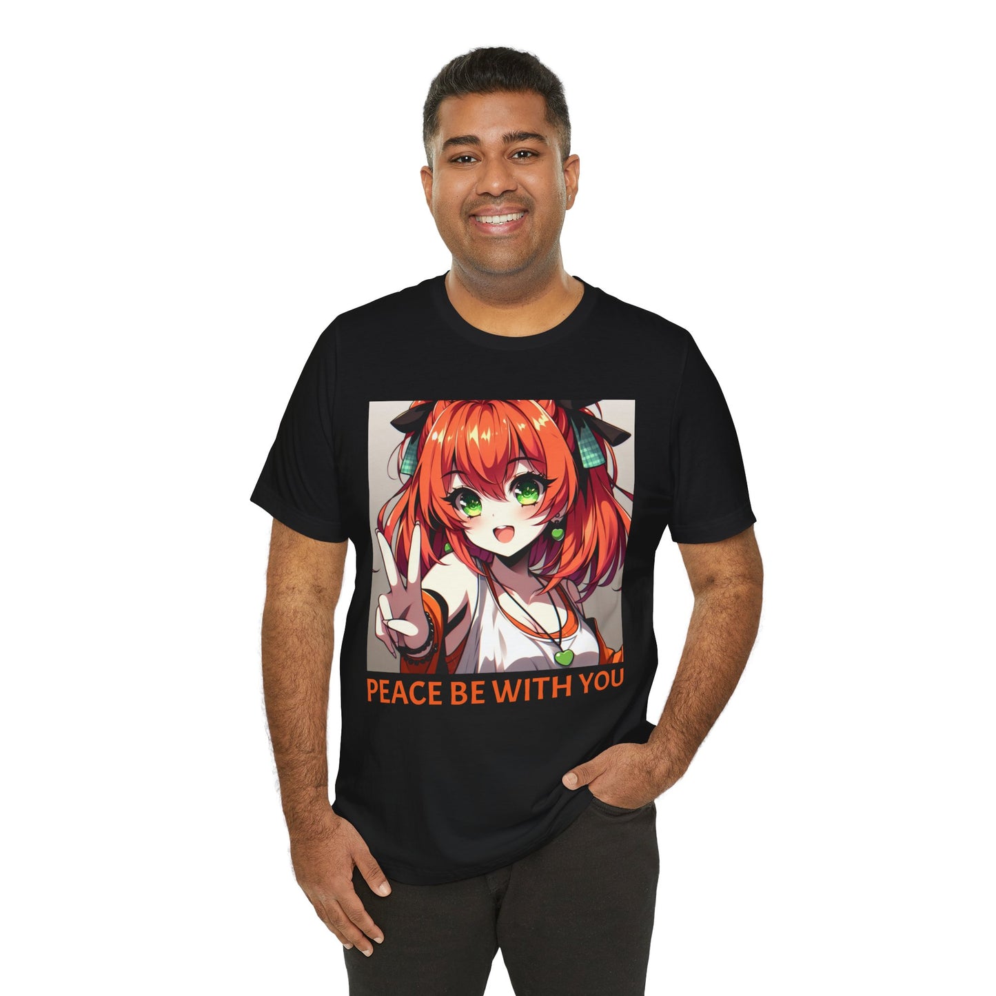 Anime Peace Ladies (Front and Back), Unisex, Black Jersey, Short Sleeve Tee