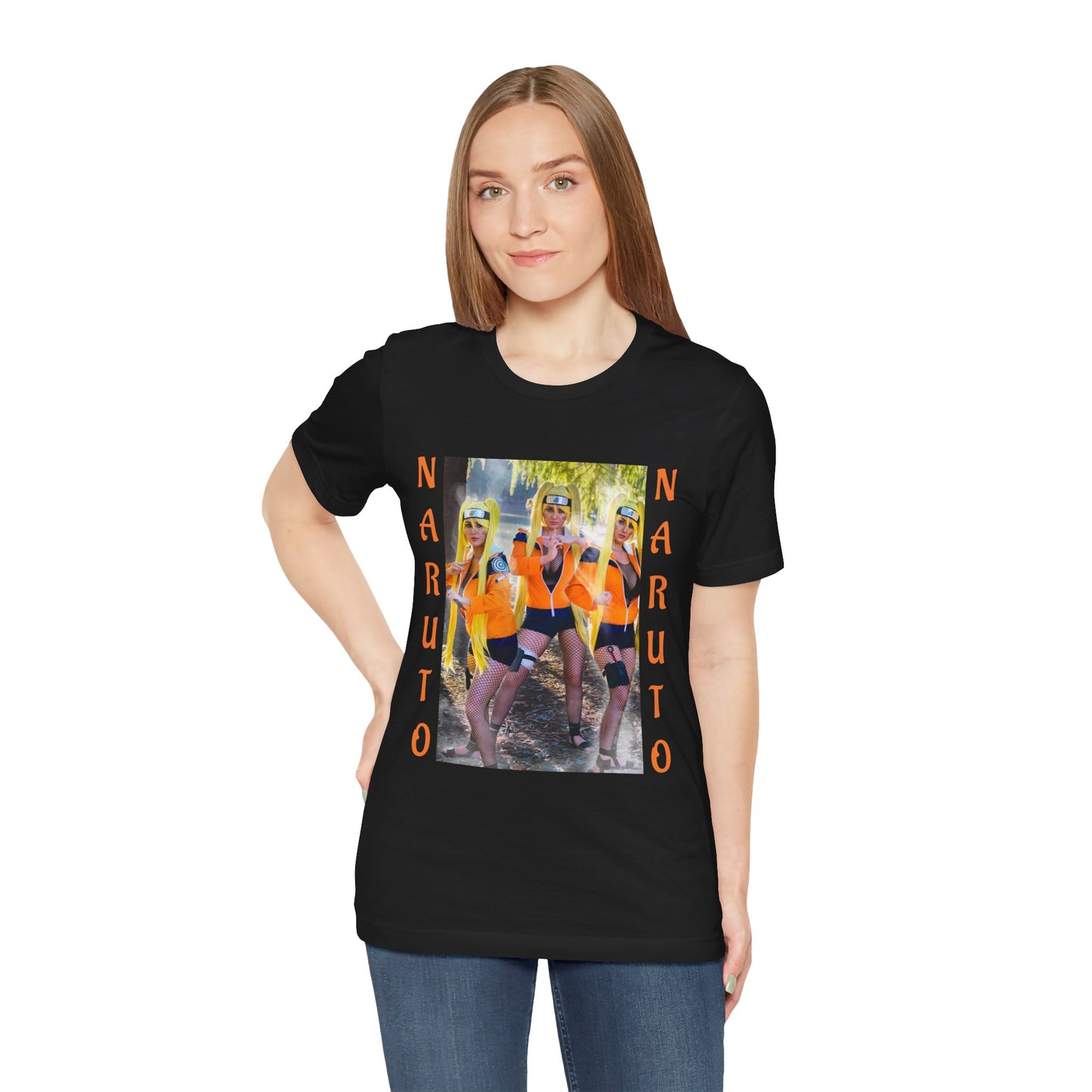 NARUTO (NARUKO) COSPLAY, Unisex, Black Jersey, Short Sleeve Tee