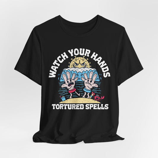 Watch Your Hands (Wash Your Hands, Coronavirus Reference), Unisex, Black/White Jersey, Short Sleeve Tee