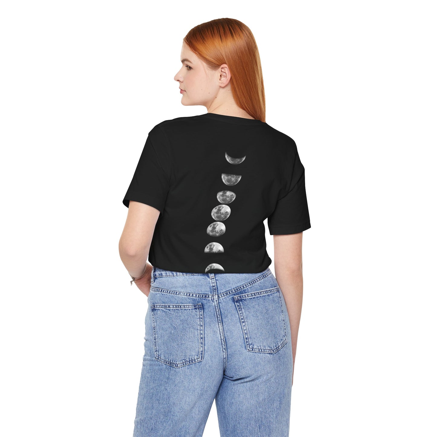 Moon Phases, Unisex, Black Jersey Short Sleeve Tee