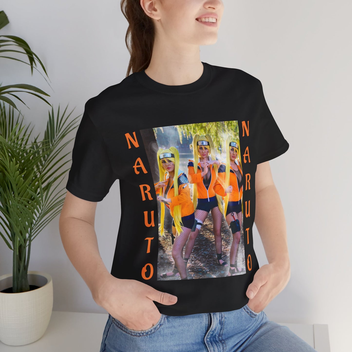 NARUTO (NARUKO) COSPLAY, Unisex, Black Jersey, Short Sleeve Tee