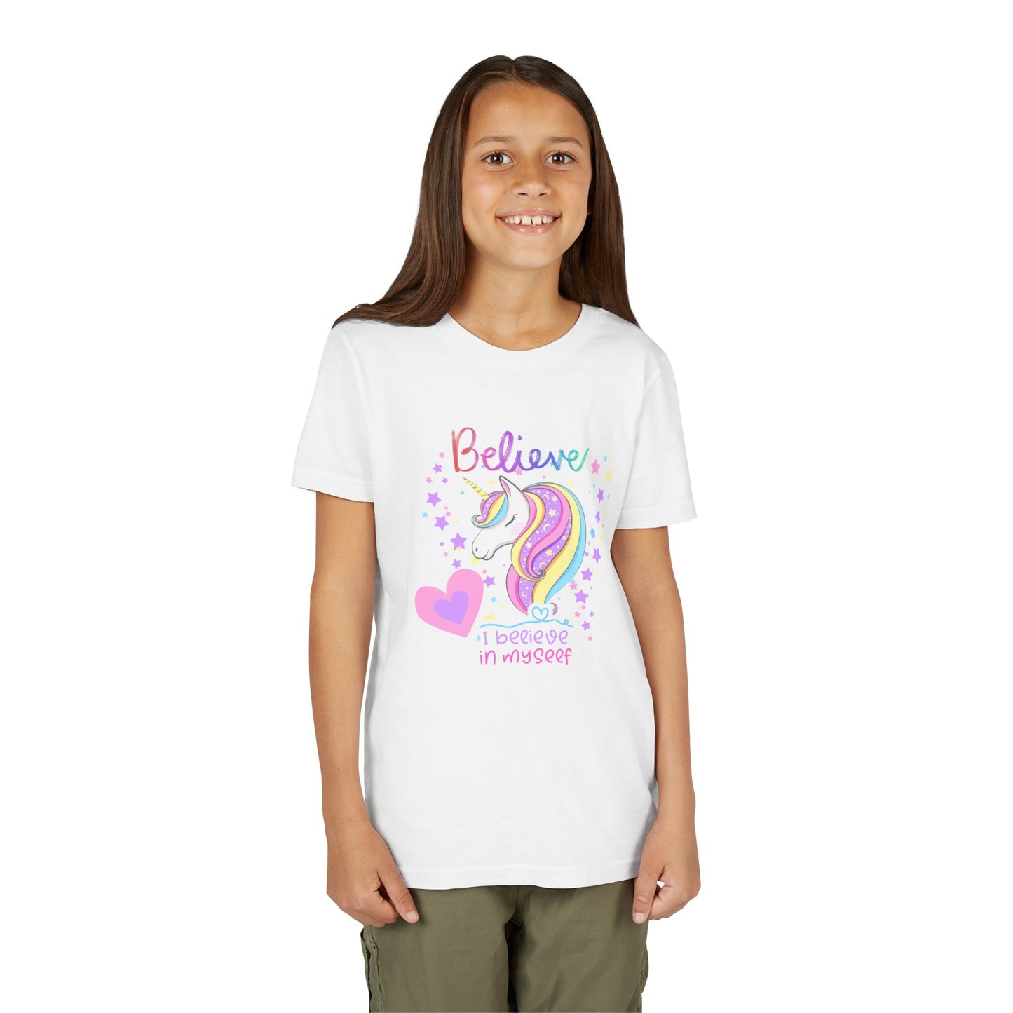 Unicorn, Youth, White/Black/Gray Short Sleeve Tee, Digitally-Printed by Awkward Styles